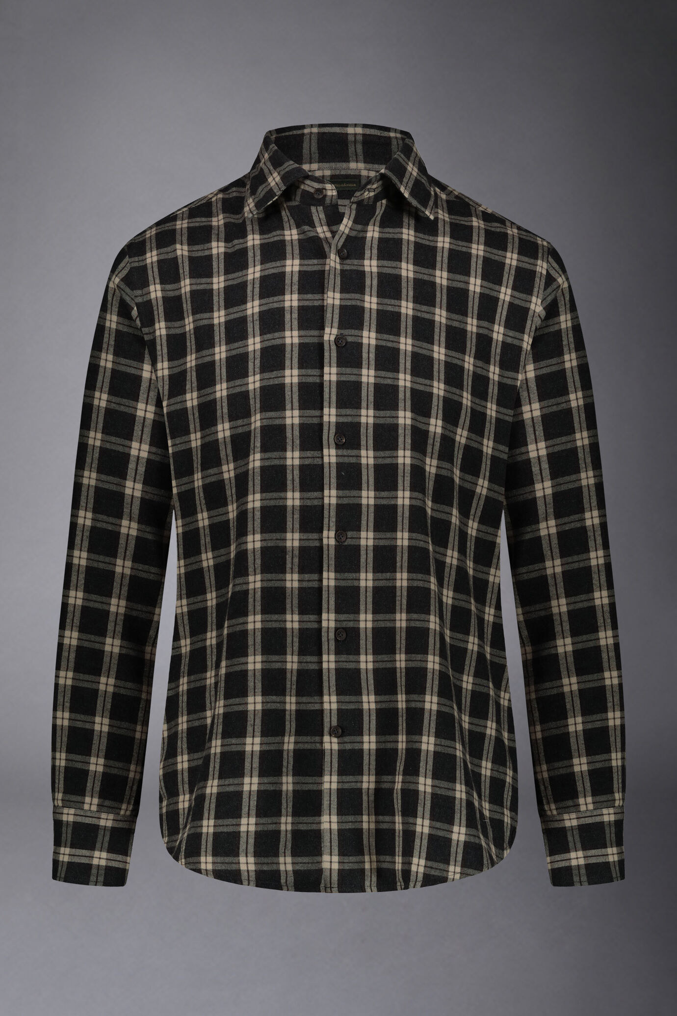 Men's casual french collar comfort fit shirt flannel fabric checked pattern image number 4