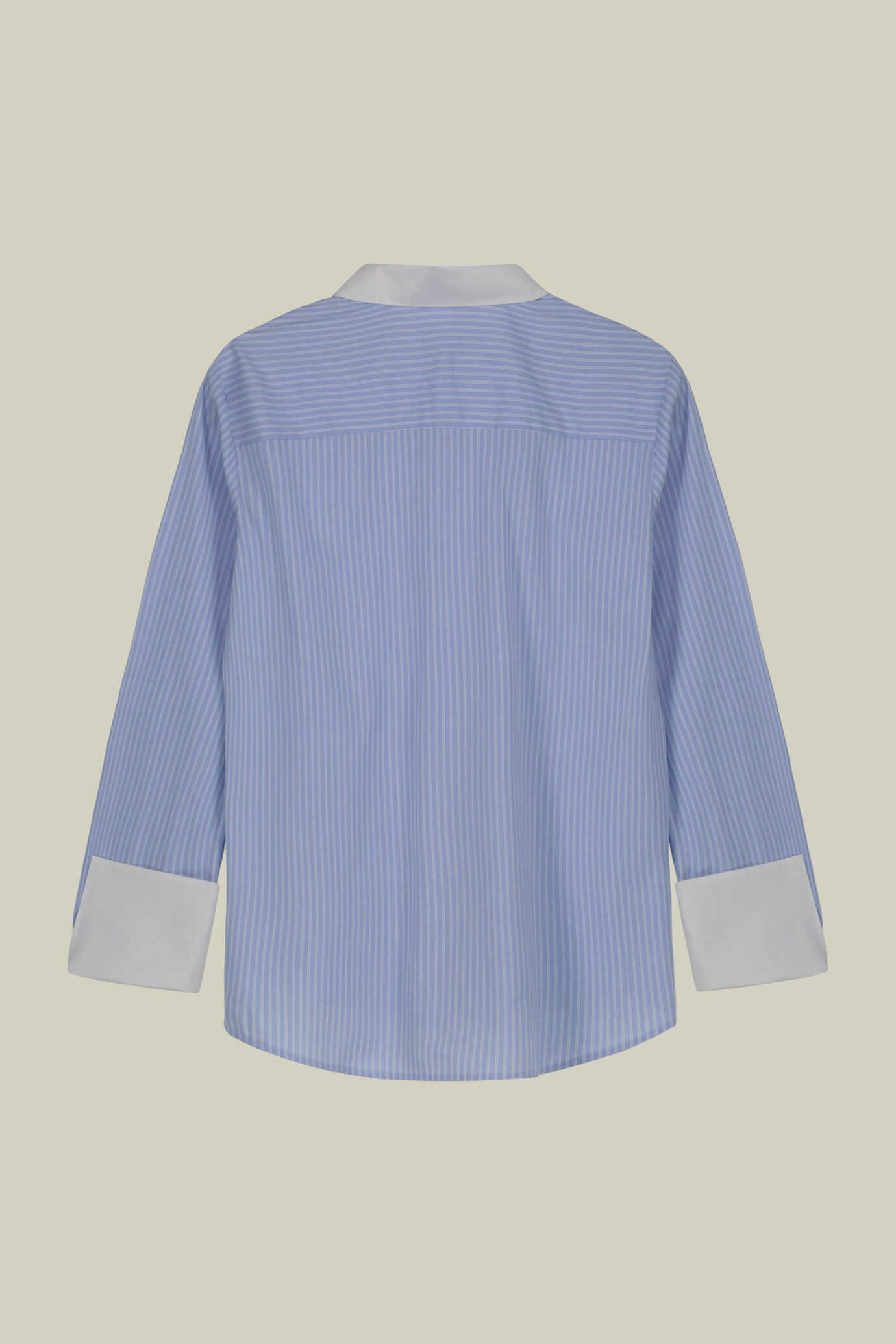 Camicia donna classica con collo bebè polsi in unito e tessuto tinto filo a righe image number 5