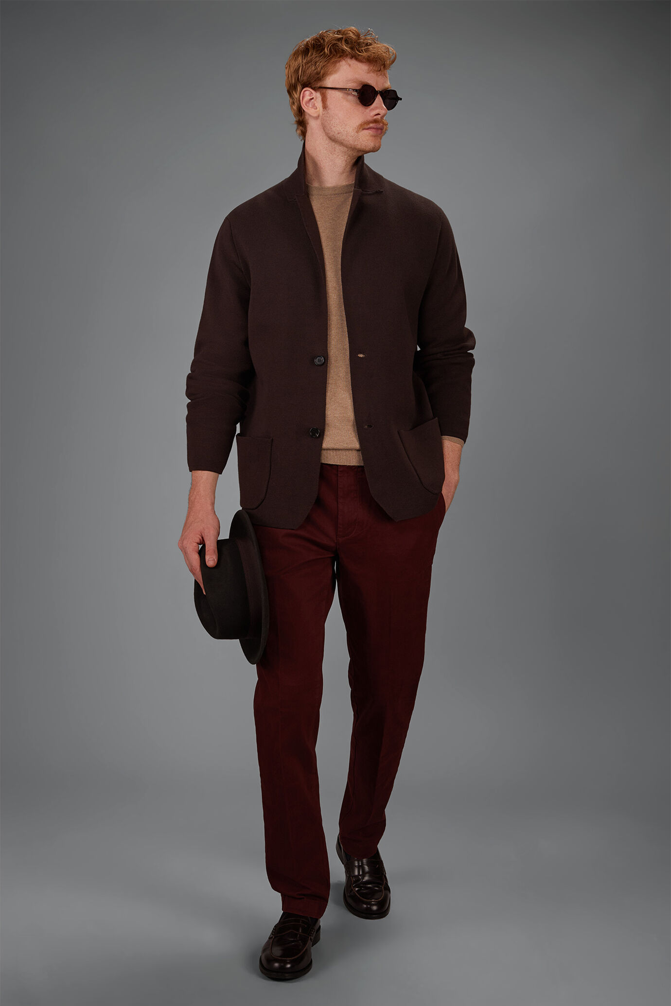 Einreihige Herren-Strickjacke im Mail&auml;nder Naht-Muster aus 100% Baumwolle Regular Fit image number 0