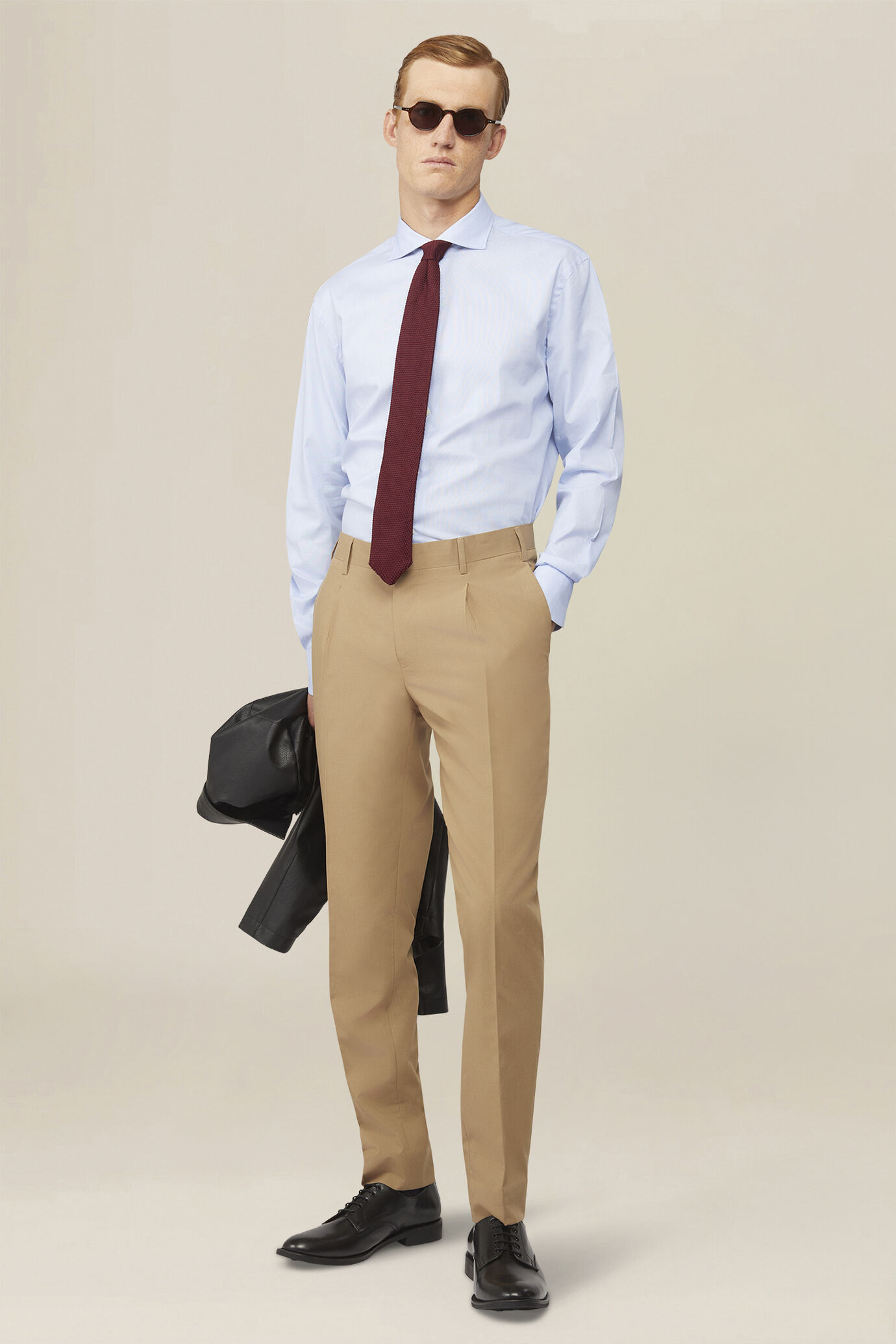 Men's 100% cotton dobby piqu&eacute; shirt image number 1