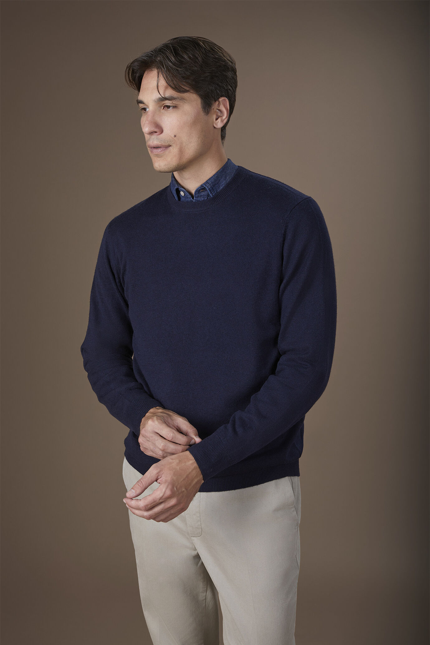 Maglia uomo girocollo lana e cotone regular fit