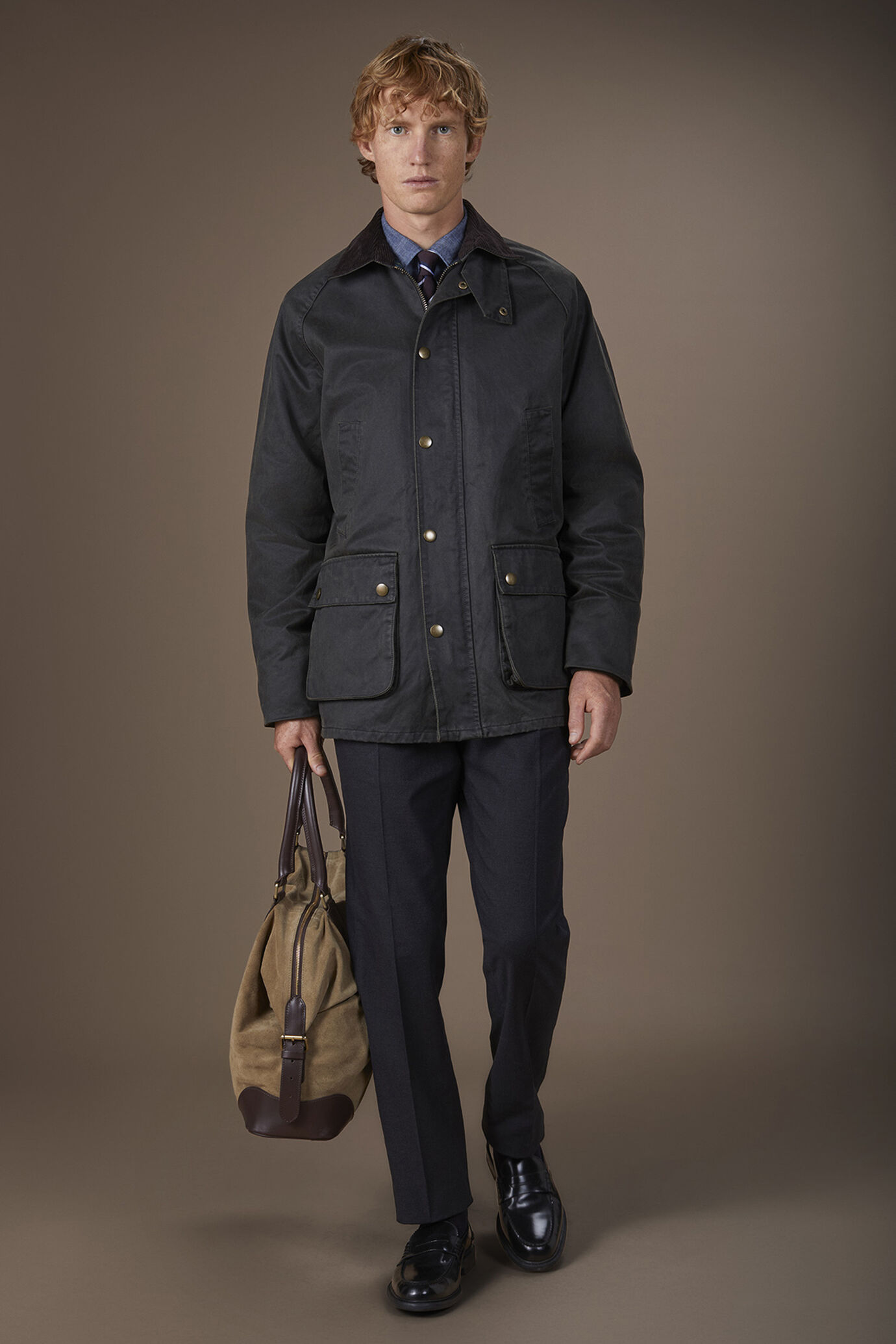 Giubbino in cotone cerato comfort fit