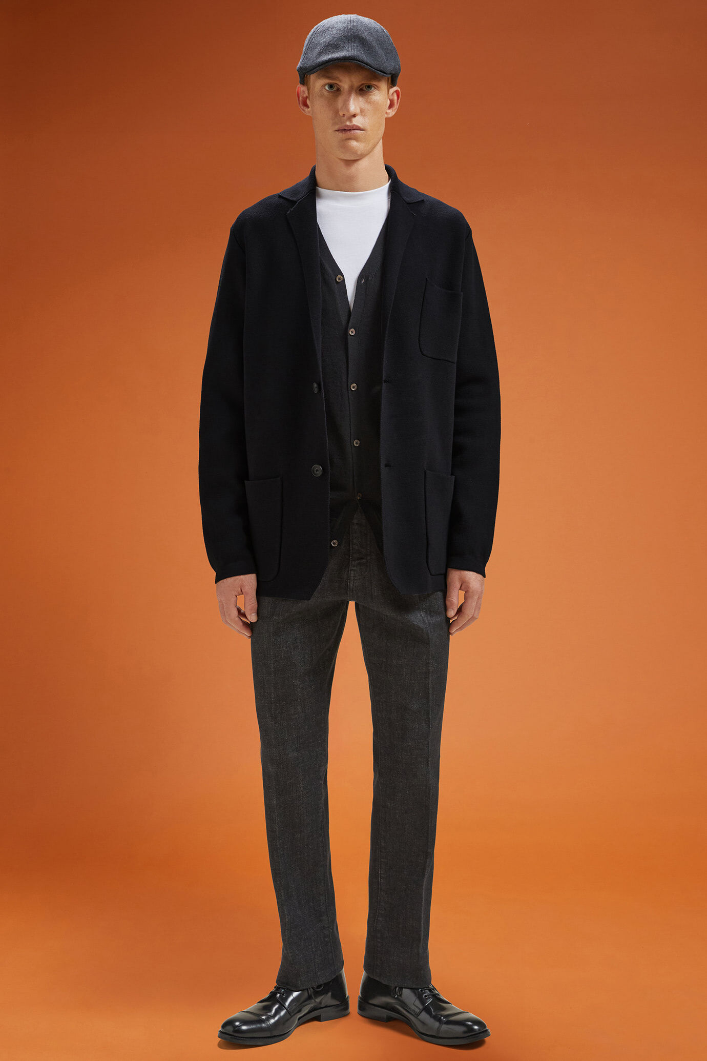 Cardigan homme à simple boutonnage, en jersey Punto Milano 100 % coton, coupe classique image number 2