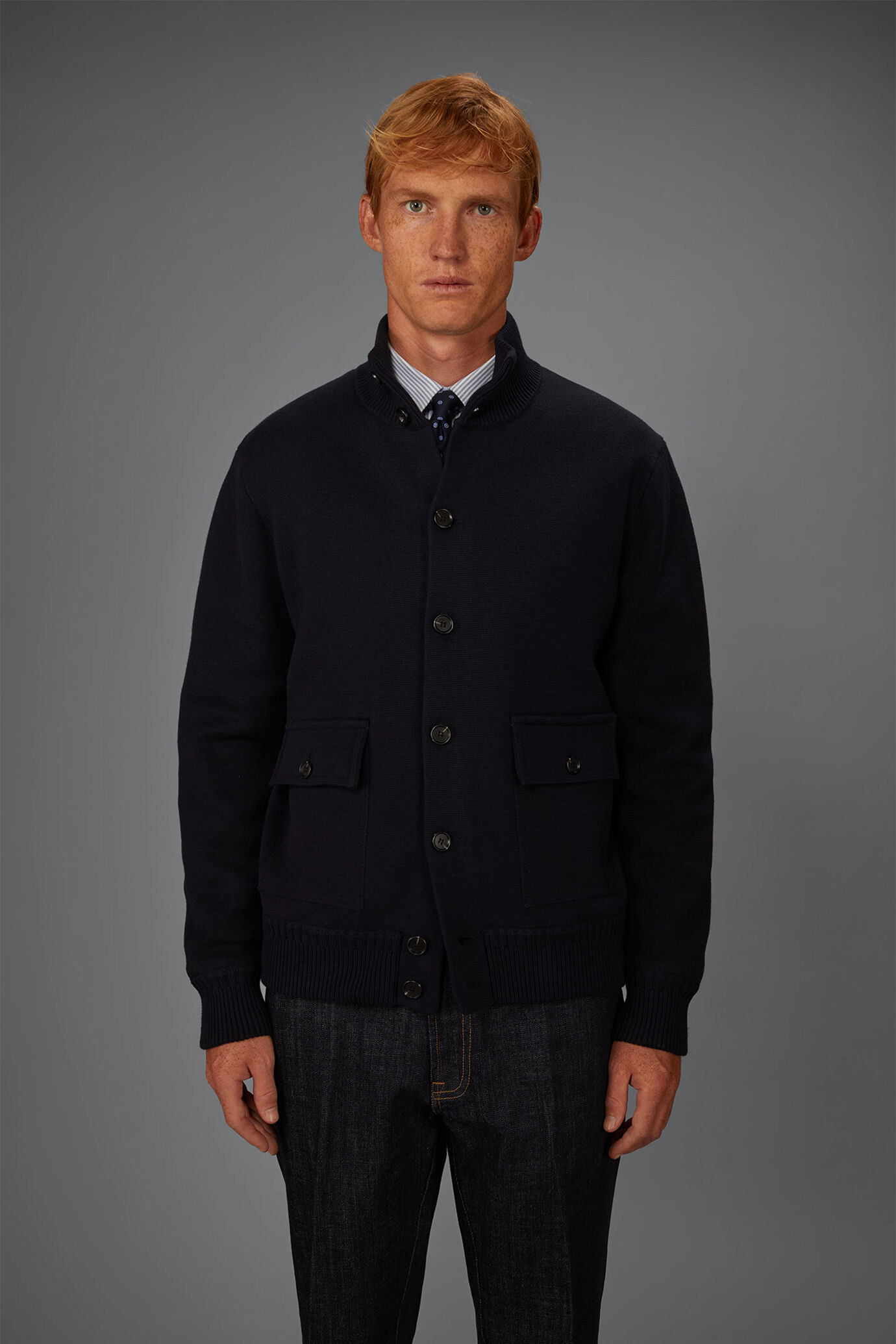 Giacca uomo in maglia Punto Milano 100% cotone regular fit image number 1