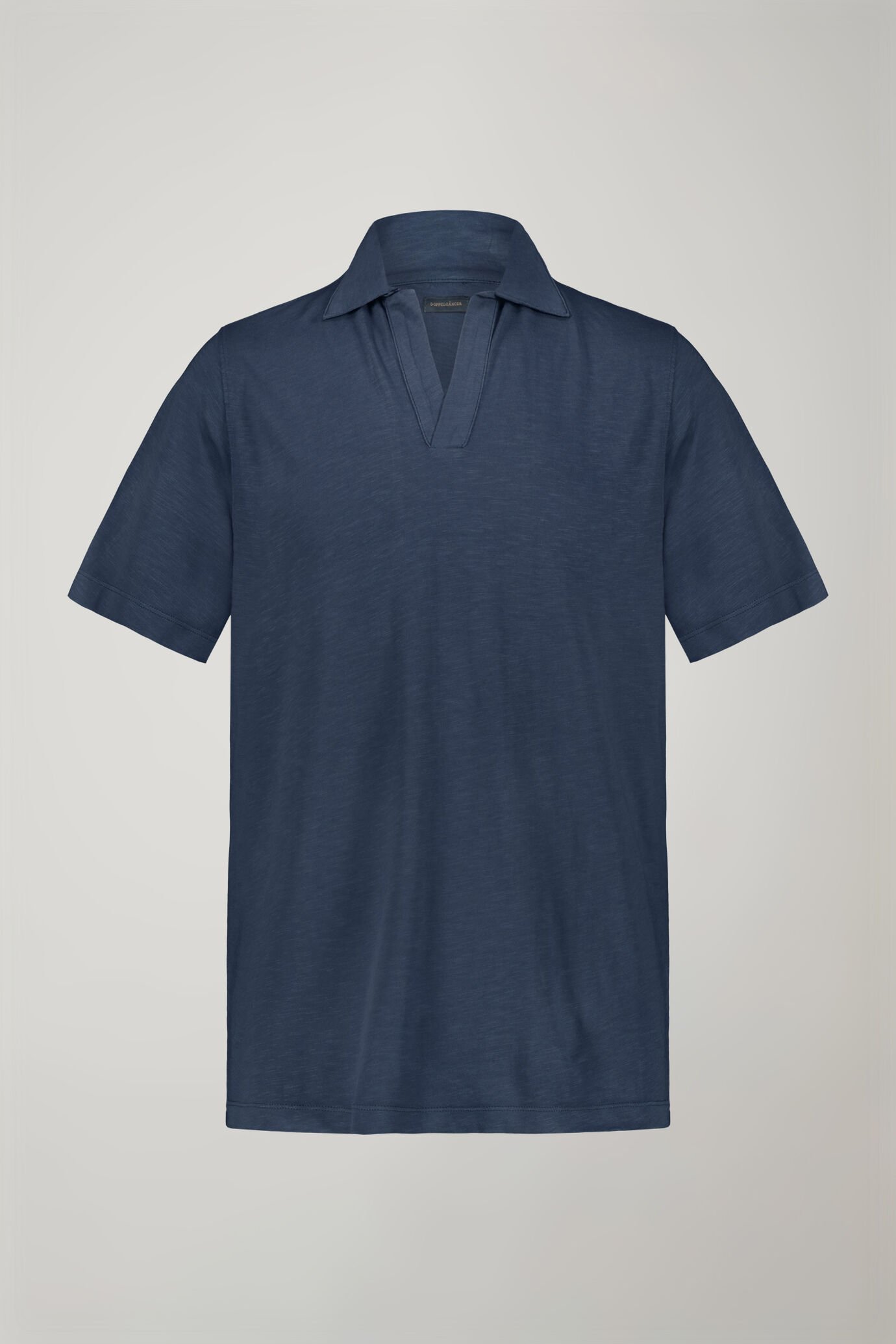 Men’s short sleeve button-less polo shirt with derby collar in pure cotton regular fit image number 4
