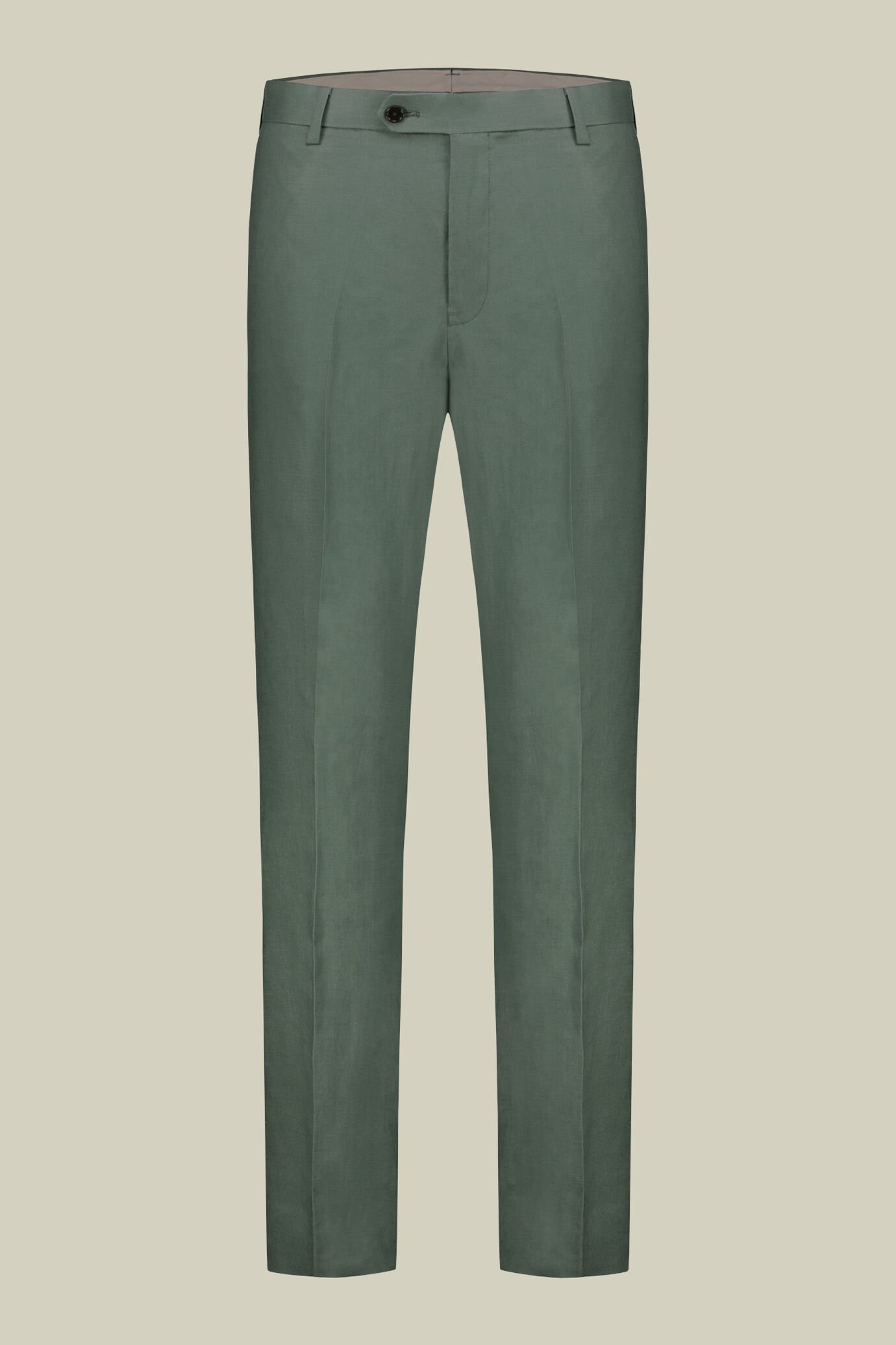Single-breasted men's suit with flat front trousers, in 100% linen with a washed effect image number 6