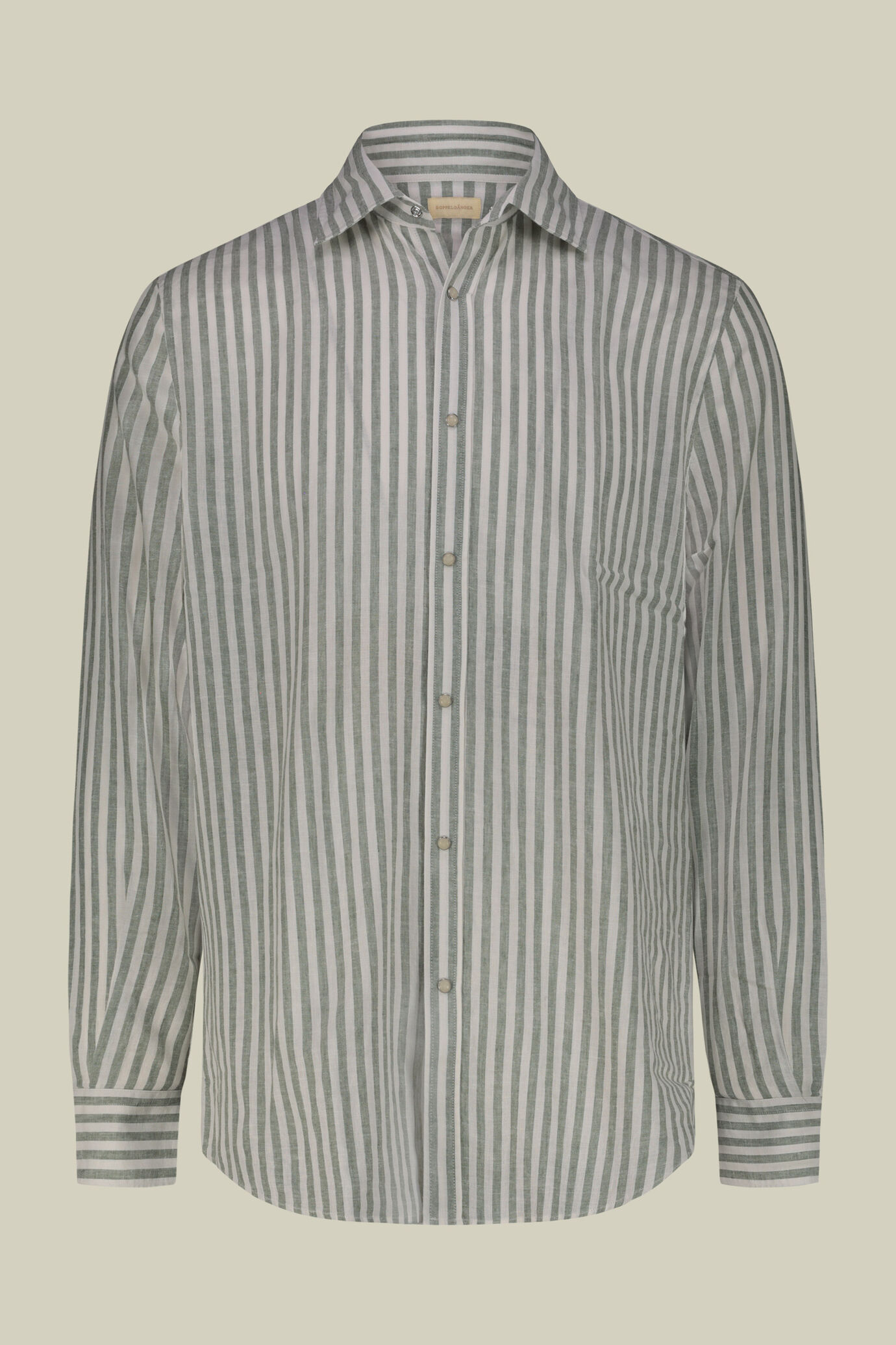 Camicia uomo misto lino cotone righe larghe image number 4