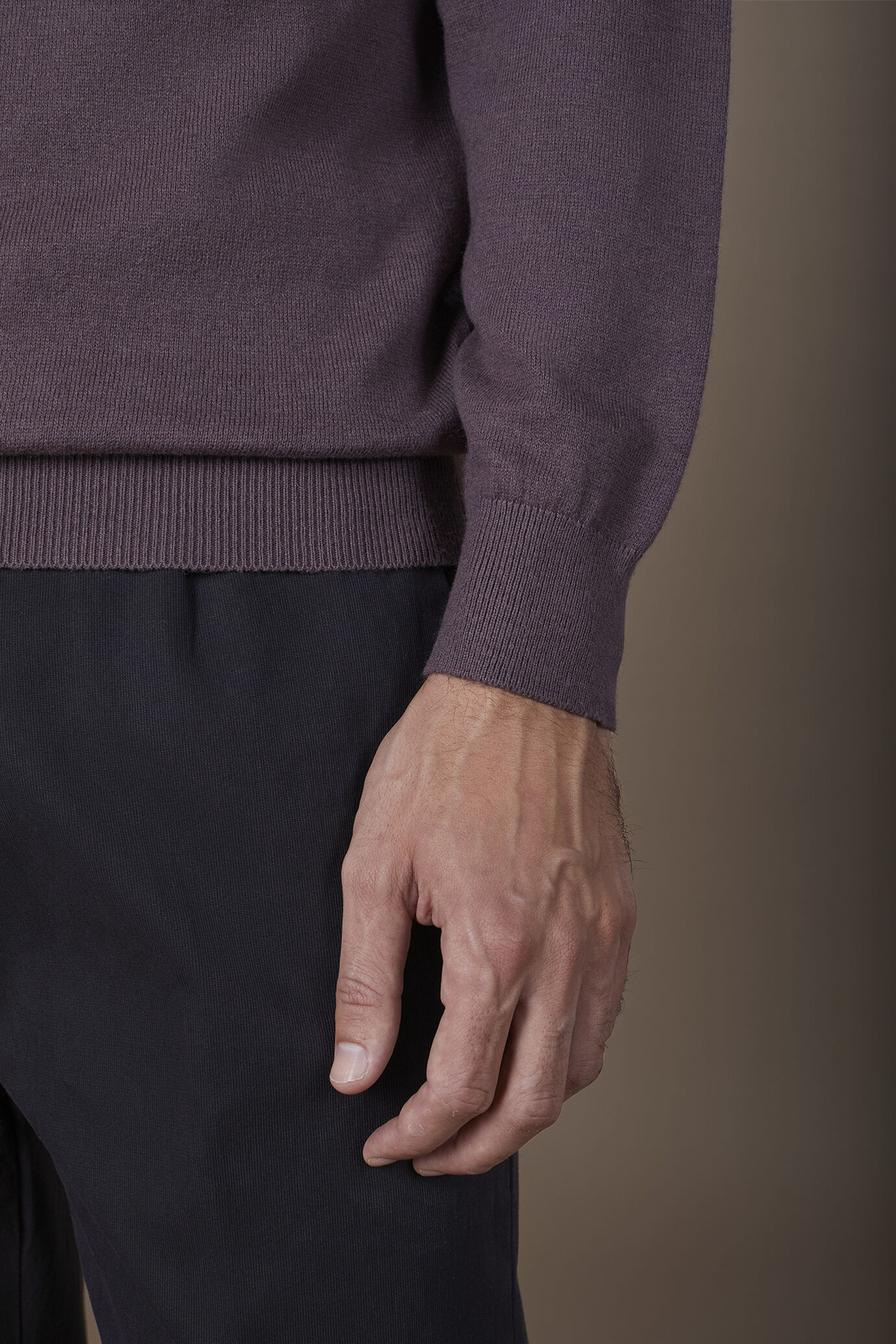 Men's regular fit crew neck jumper in wool and cotton image number 3