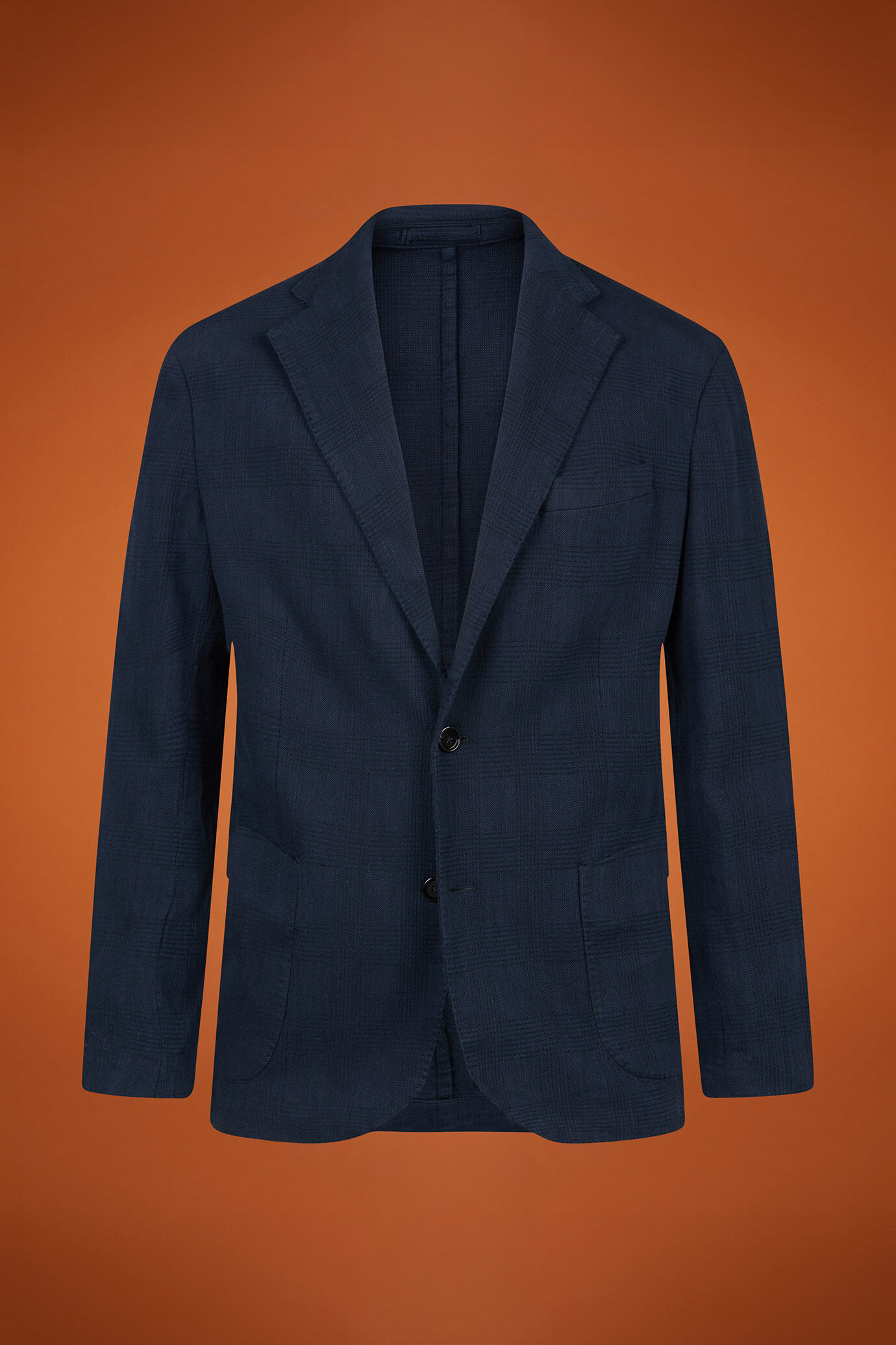 Men’s unlined single-breasted blazer with patch pockets Prince of Wales design regular fit