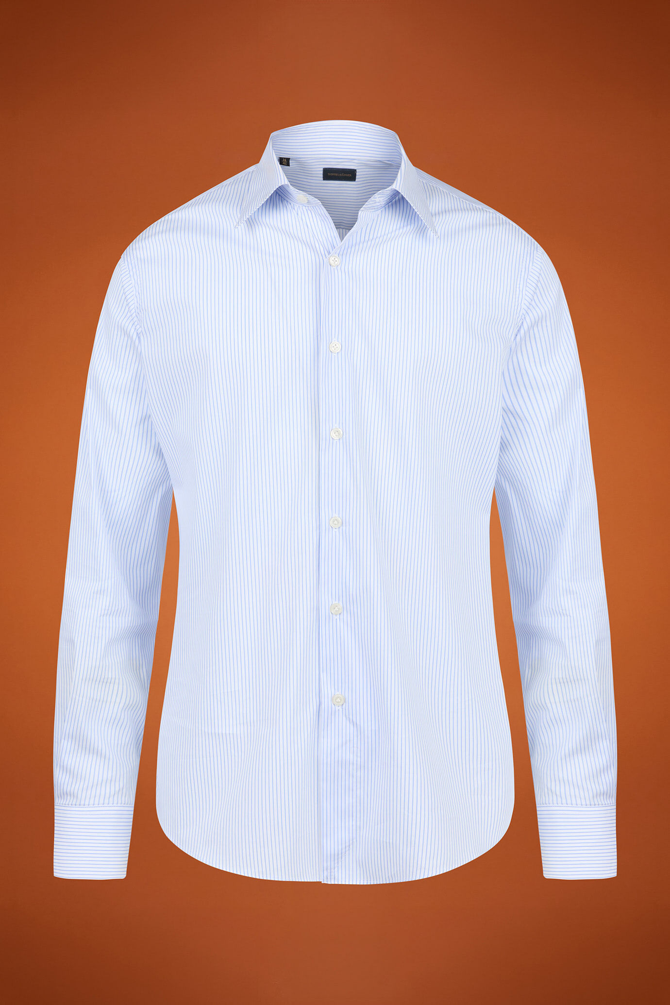 Camicia classica uomo con collo classico e tessuto tecnico tinto filo rigato regular fit image number 4