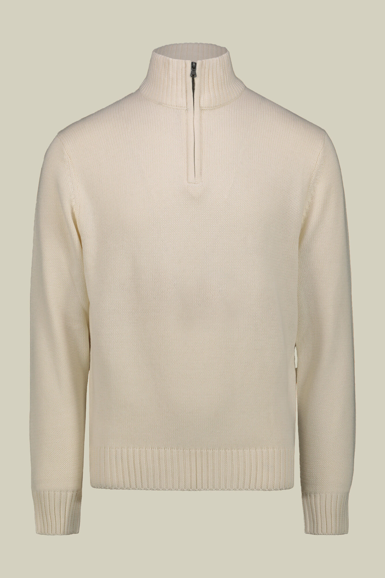 Men's high neck zip sweater in English rib regular fit