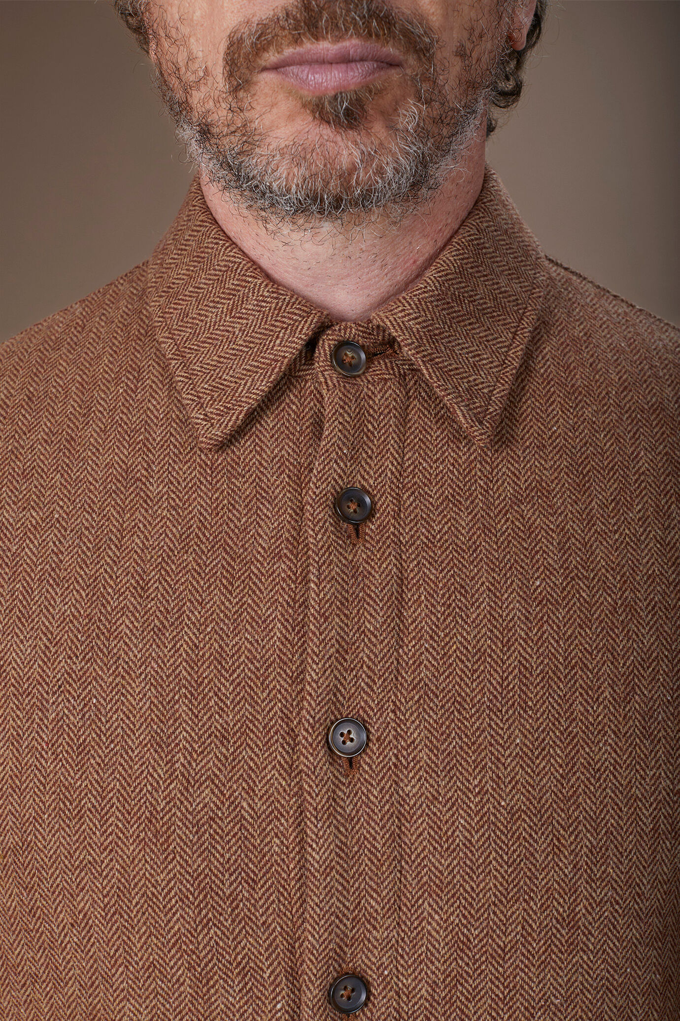 Herren-Overshirt mit Grätenmuster aus Wollgemisch in normaler Passform image number 3