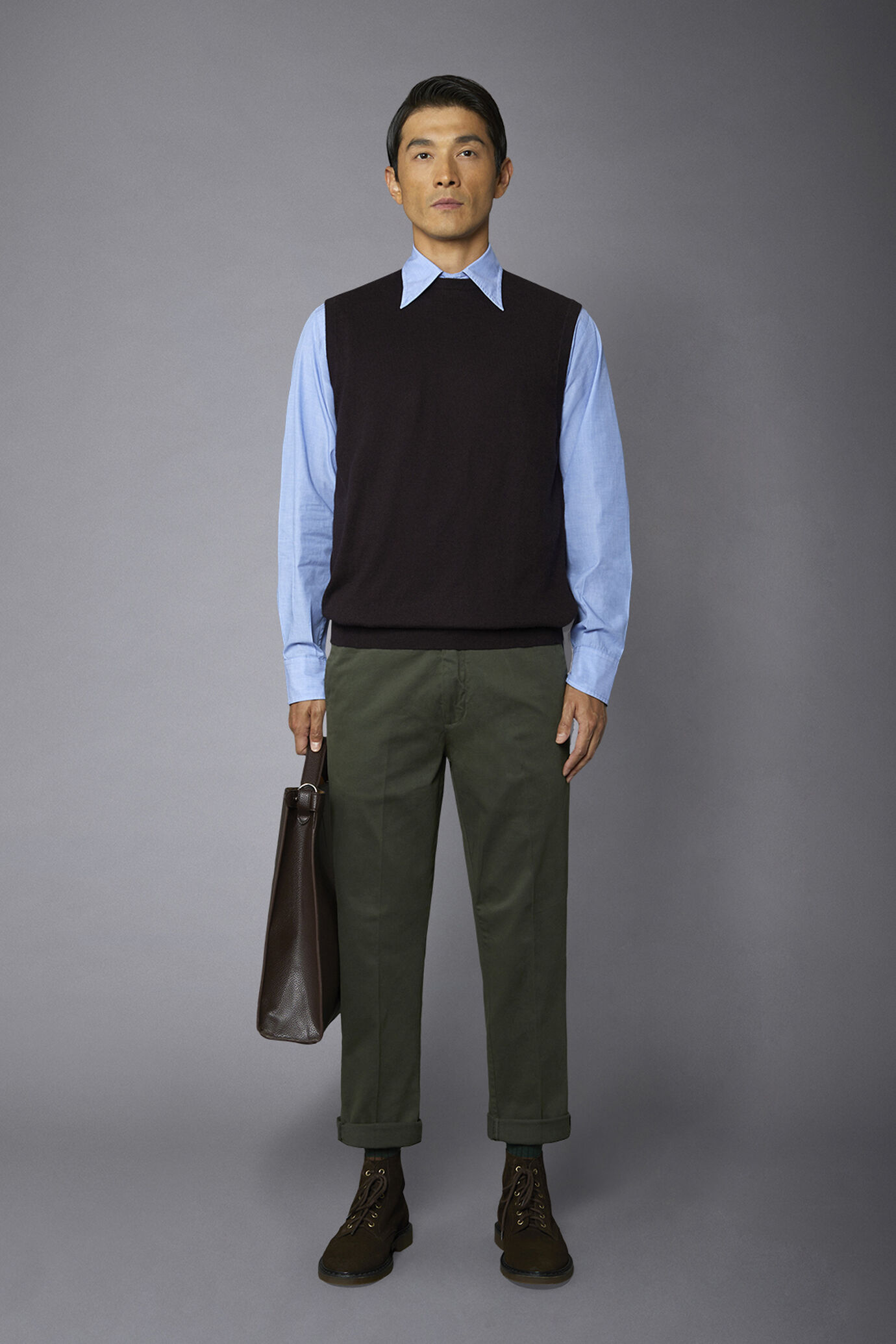 Gilet uomo girocollo lana e cotone image number 0
