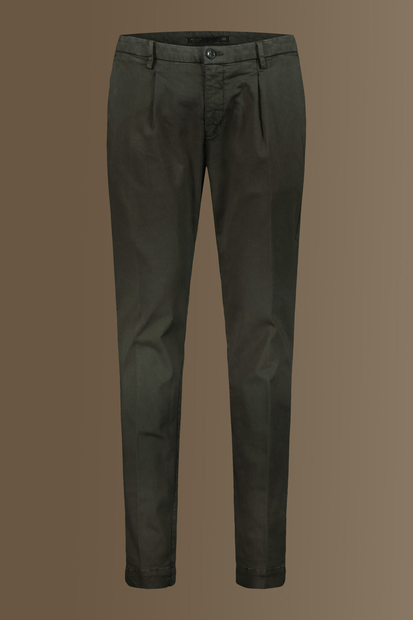 Pantalone chino con pinces singola tessuto in raso elasticizzato image number 4
