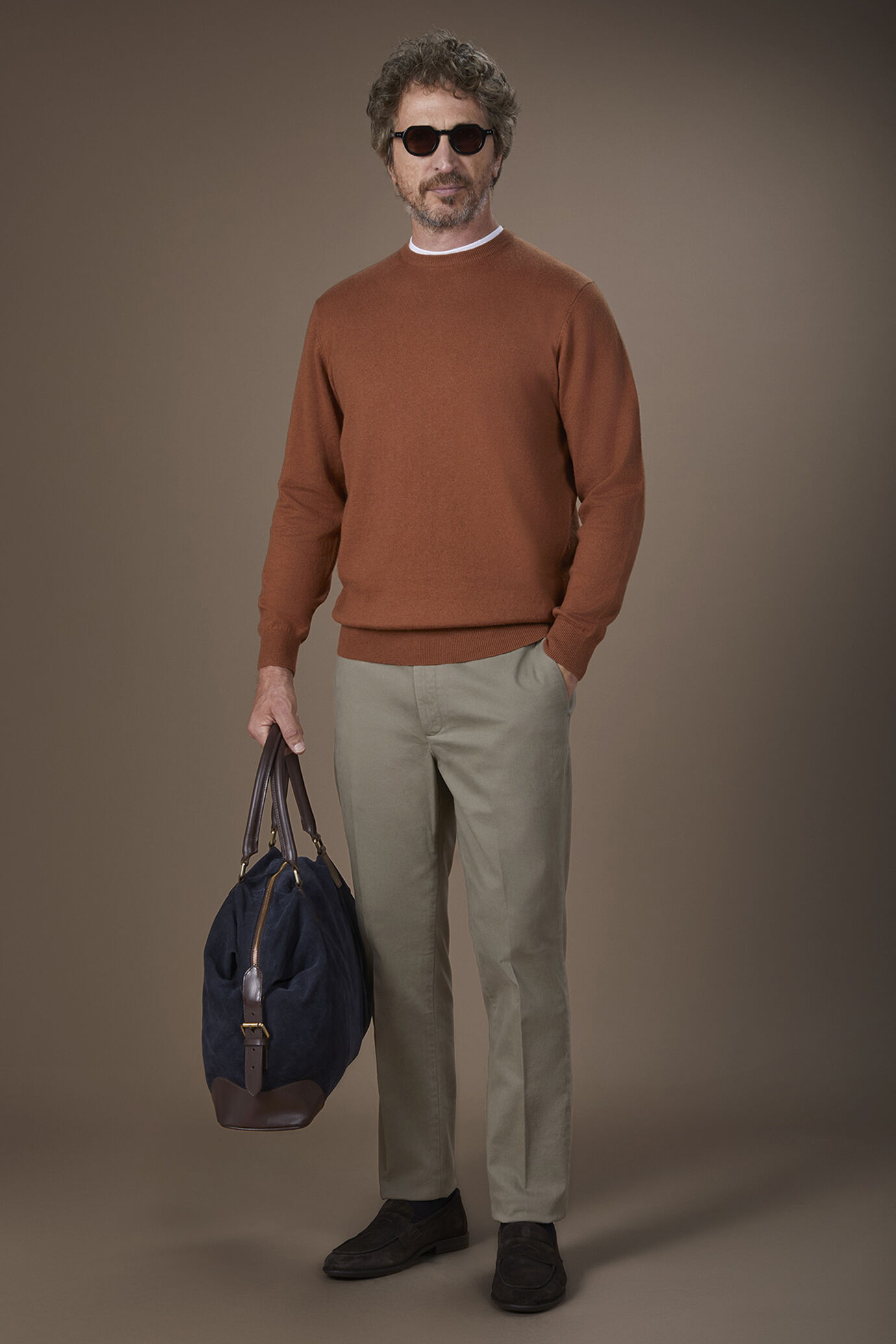 Herren-Pullover mit Rundhalsausschnitt aus Baumwolle in normaler Passform image number 1