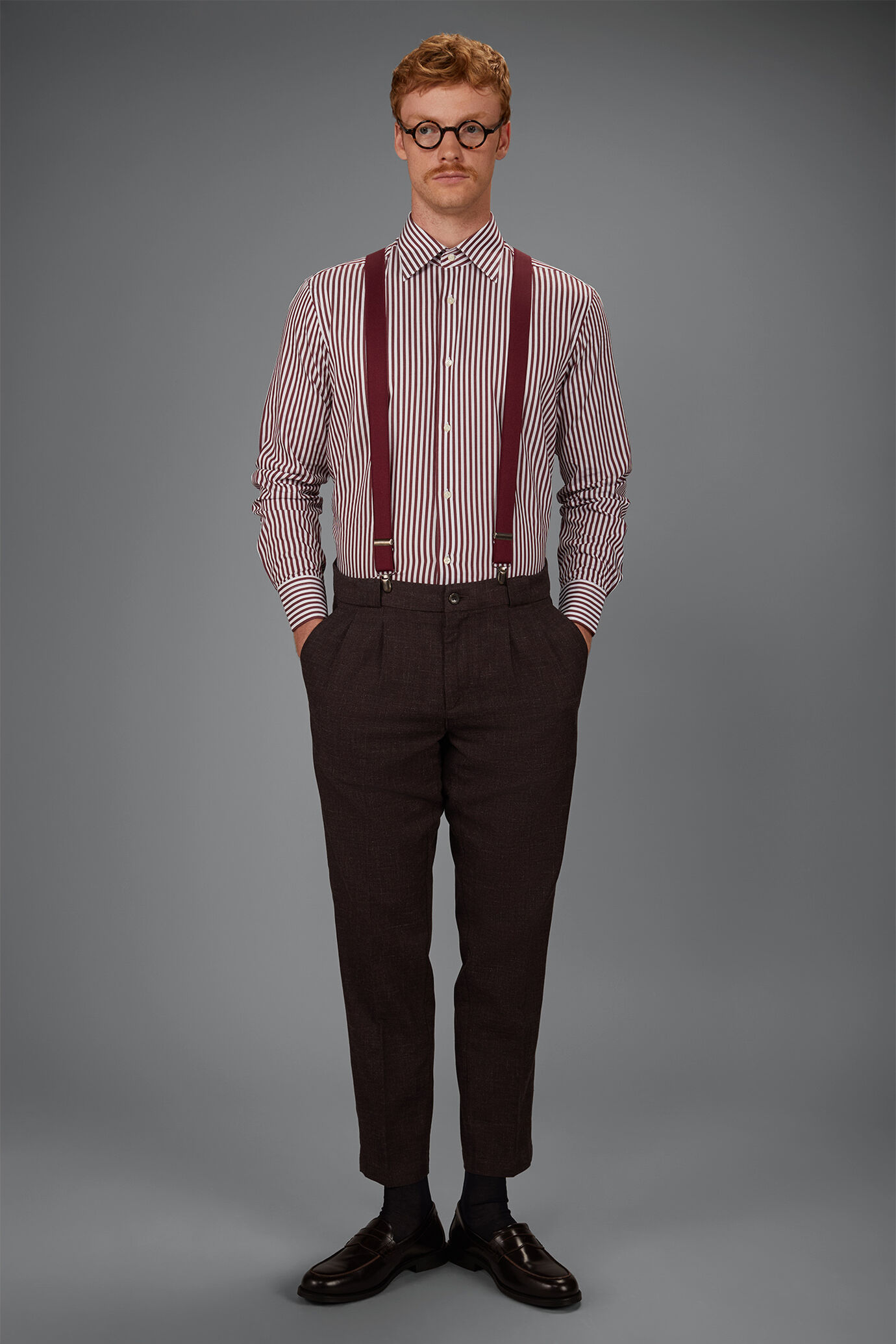 Camicia uomo in 100% cotone tinto filo a righe larghe image number 0