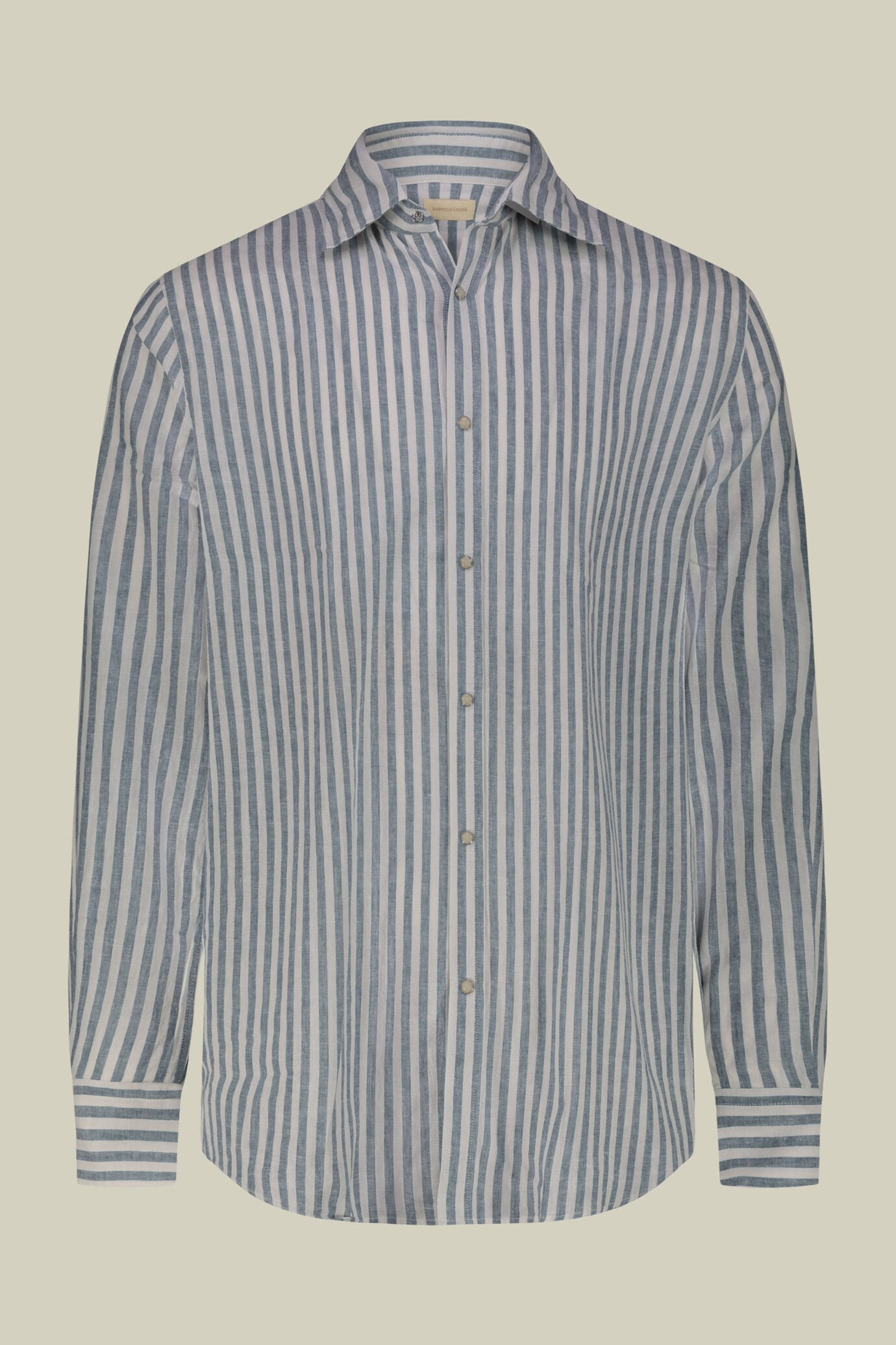 Camicia uomo misto lino cotone righe larghe