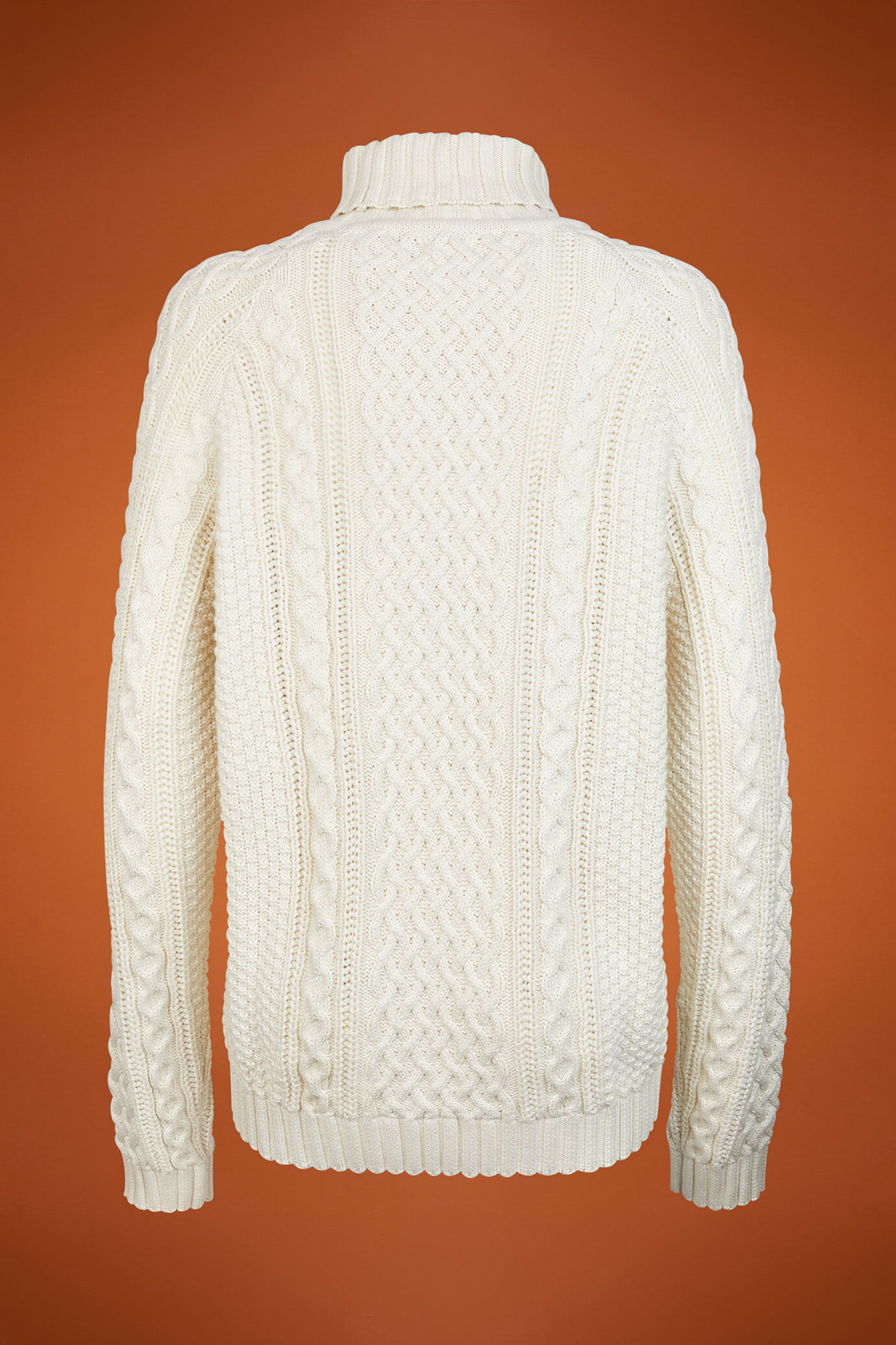 Maglia donna a collo alto 100% cotone lavorazione a trecce fantasia norvegese image number 5