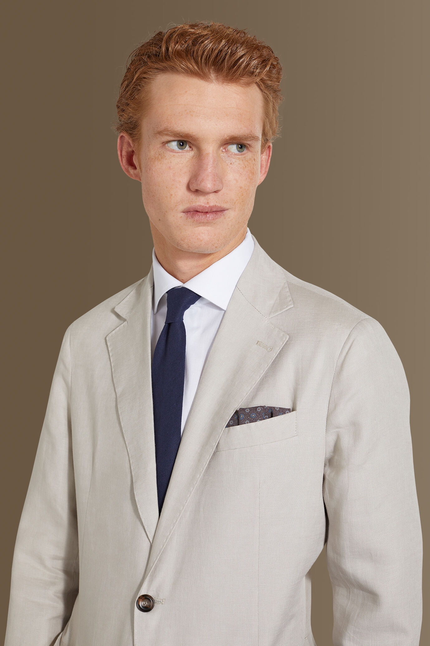 Abito monopetto uomo con pantalone senza pinces 100% lino made in Italy image number 3