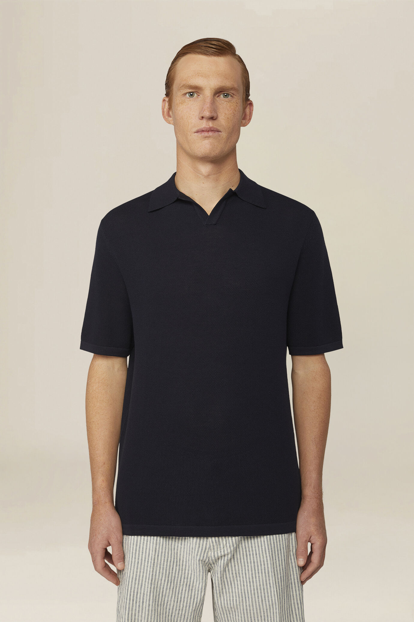 Men's polo shirt in 100% cotton honeycomb knit with Derby collar image number 0