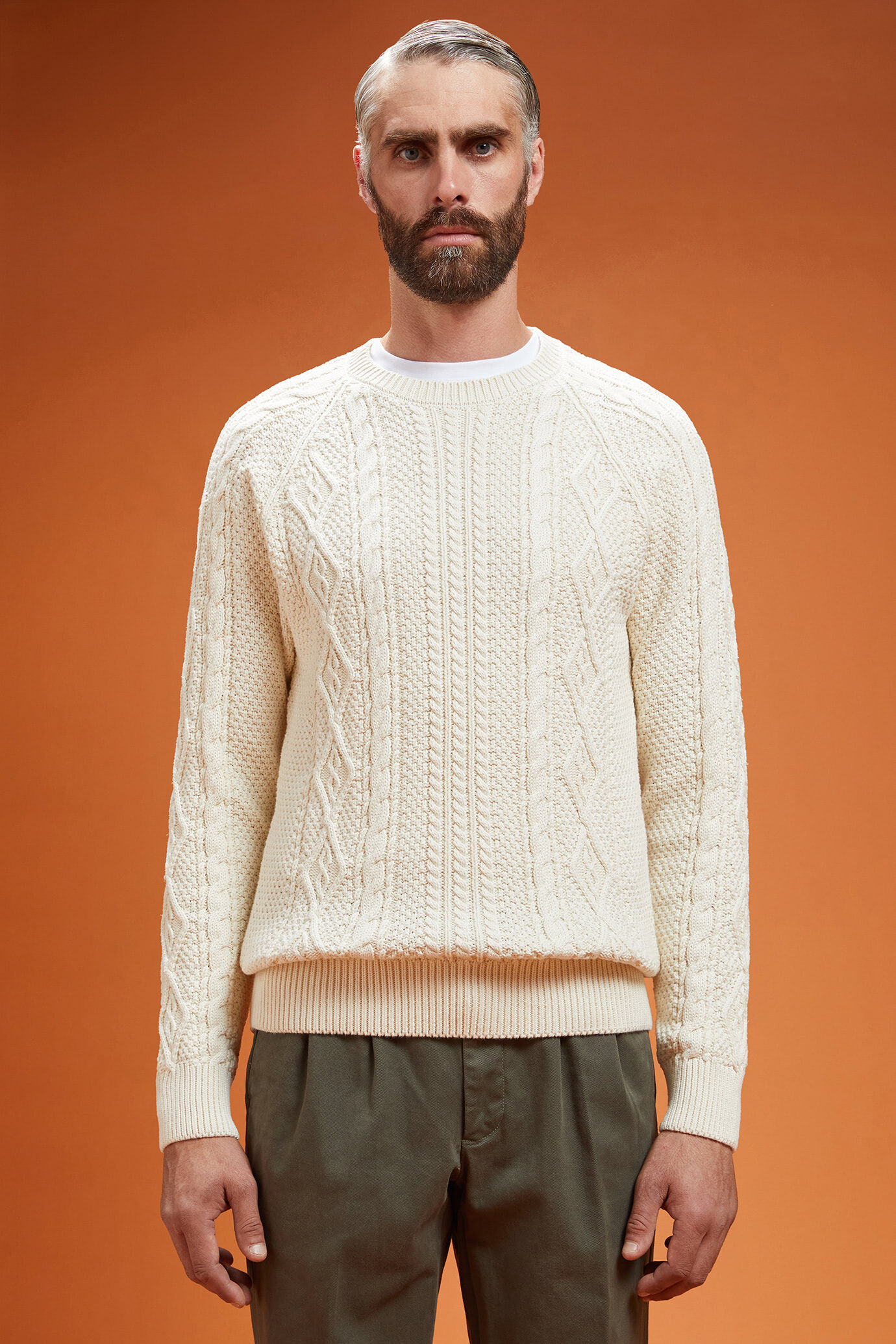 Maglia uomo girocollo 100% cotone lavorazione intrecciata regular fit image number 0