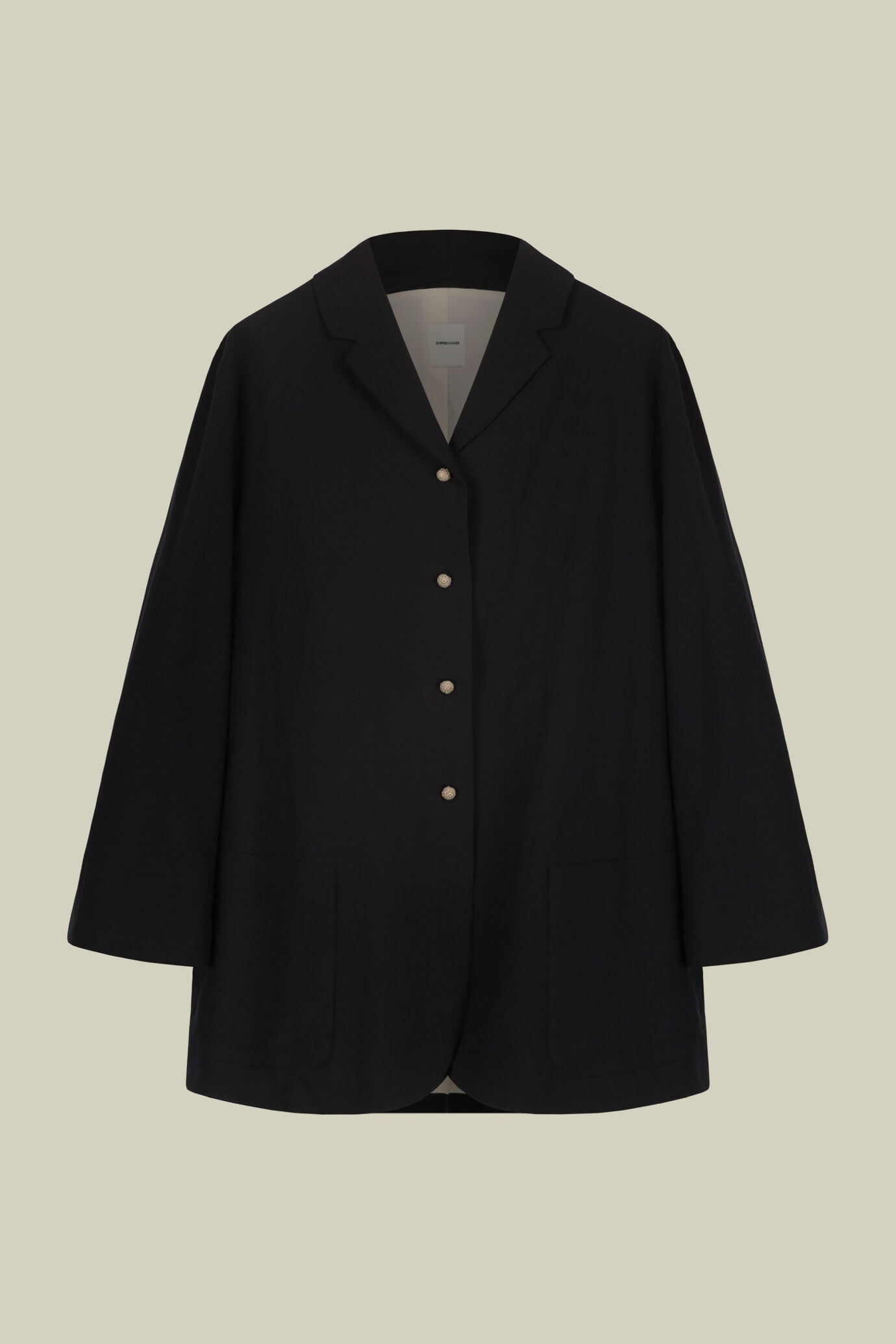 Einreihiger Damenblazer aus Baumwolle mit Knittereffekt und Makramee-Knöpfen image number 5