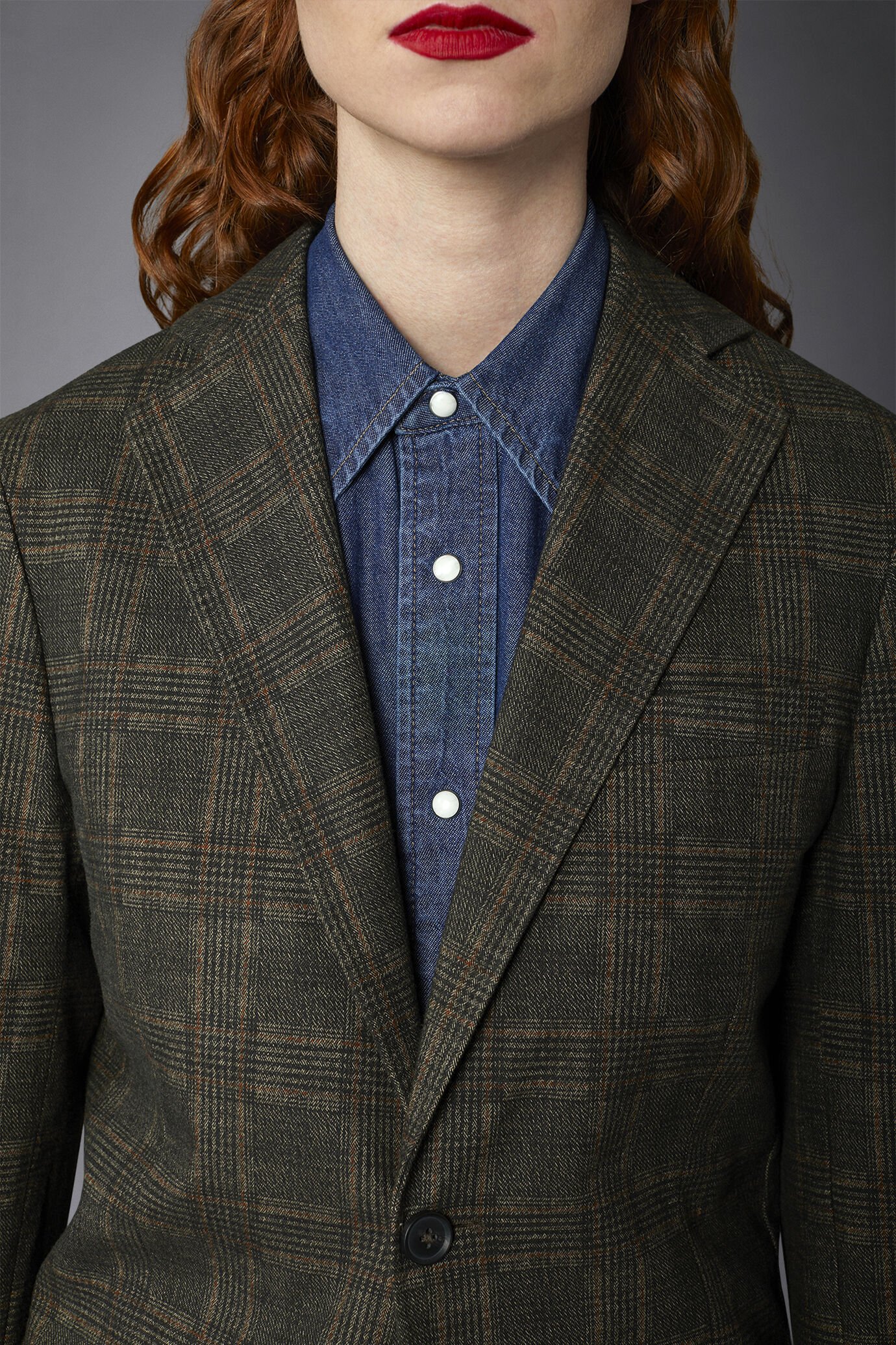 Regular fit genderless single-breasted jacket Prince of Wales fabric image number 6