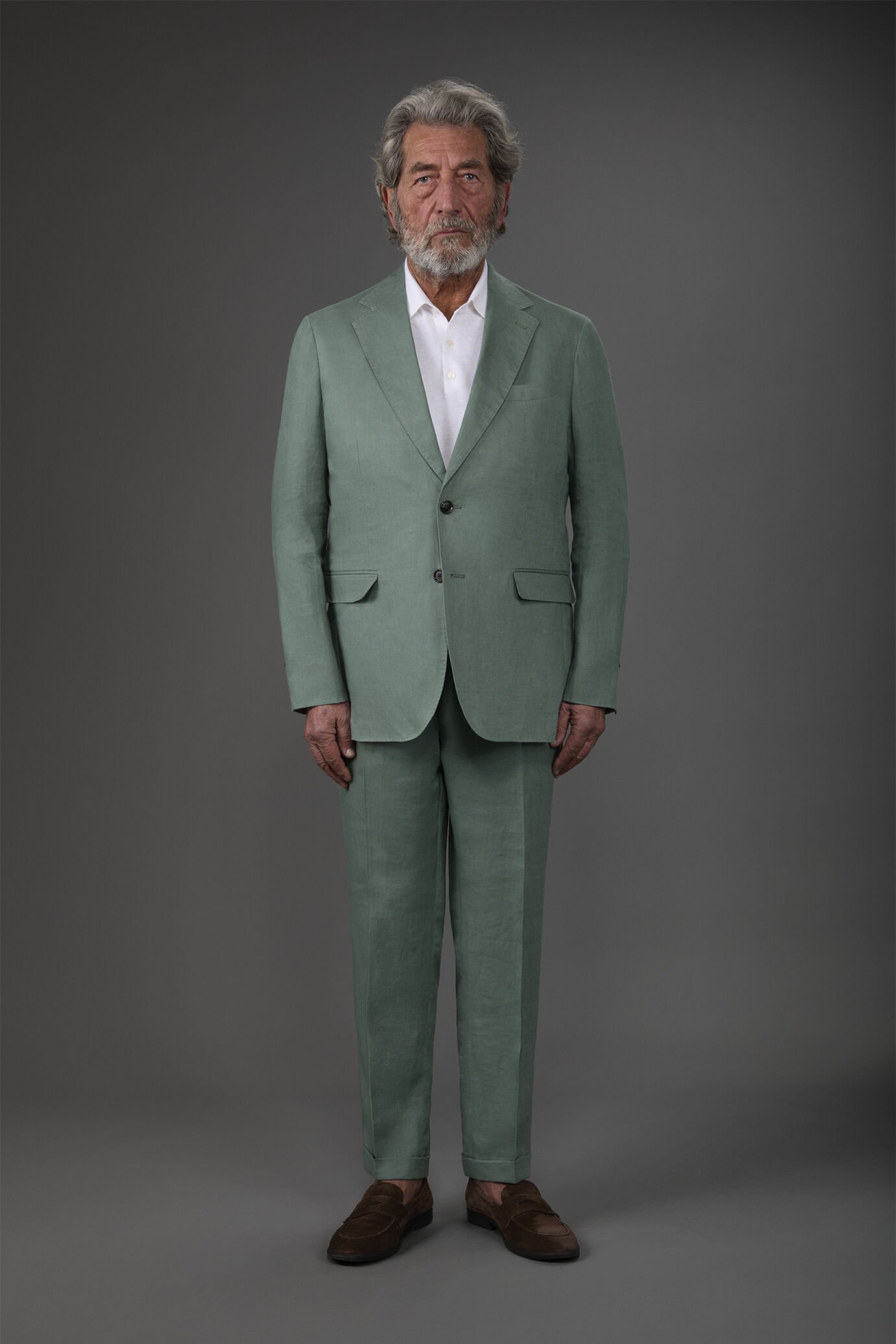 Abito uomo monopetto con pantalone senza pinces, in 100% lino con effetto lavato image number 1