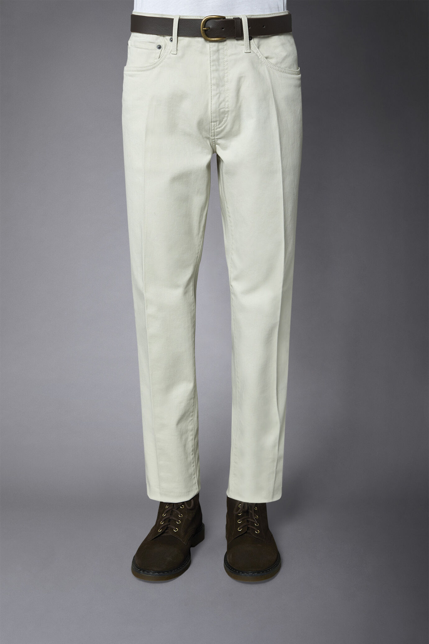 Men's 5-pocket pants washed twill fabric regular fit image number 4