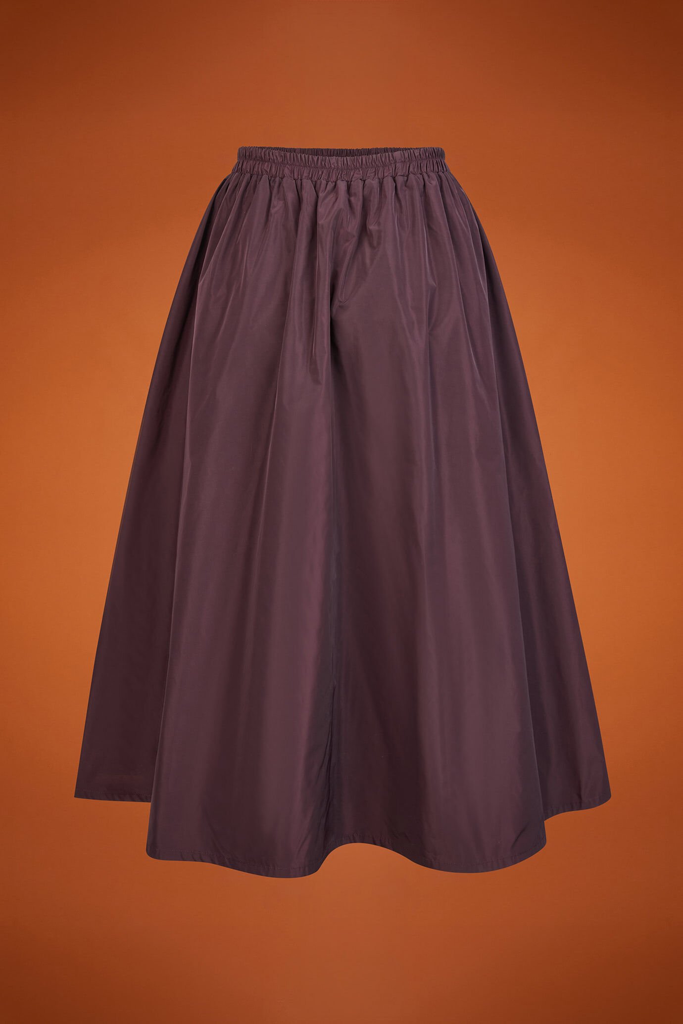 Women's regular fit long balloon skirt in plain taffeta with an elasticated waistband image number 6