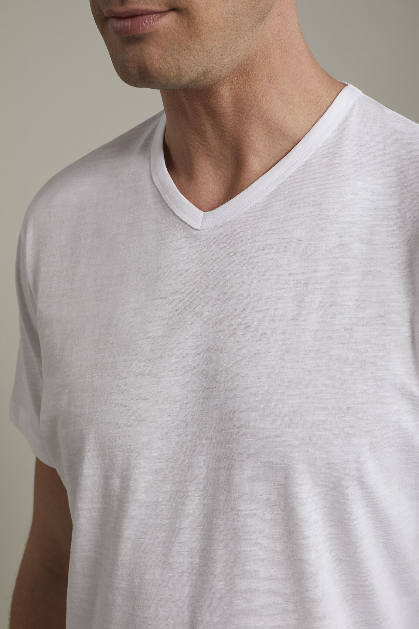 Men&rsquo;s v-neck t-shirt 100% cotton flamed effect regular fit image number 3