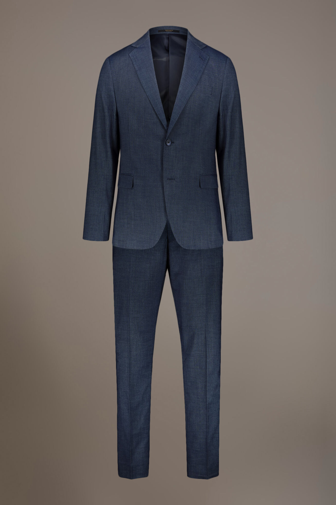 Einreihiger Anzug in normaler Passform aus Stoff mit Denim-Effekt image number 8