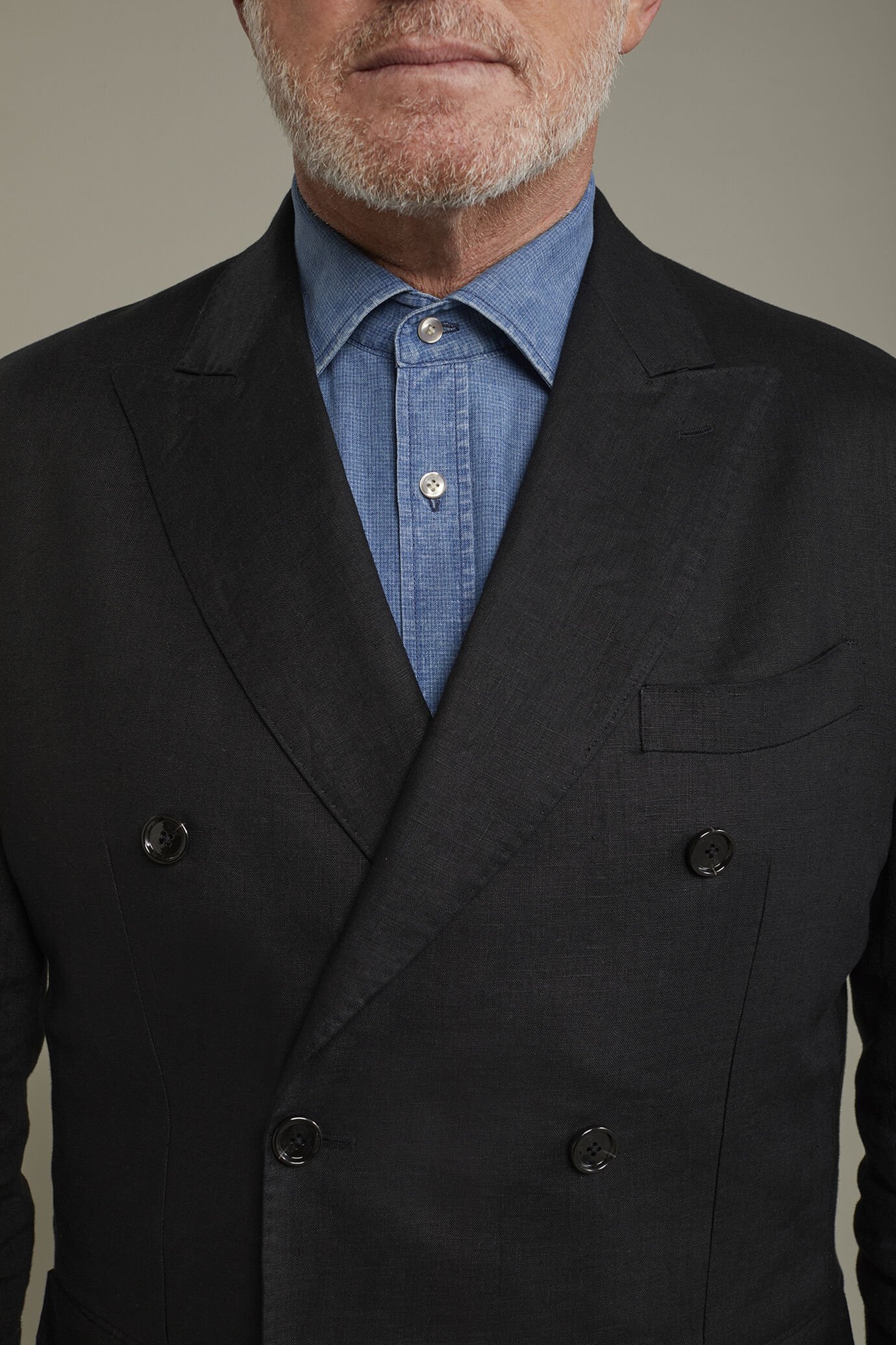 Men's double-breasted 100% linen regular fit suit image number 3
