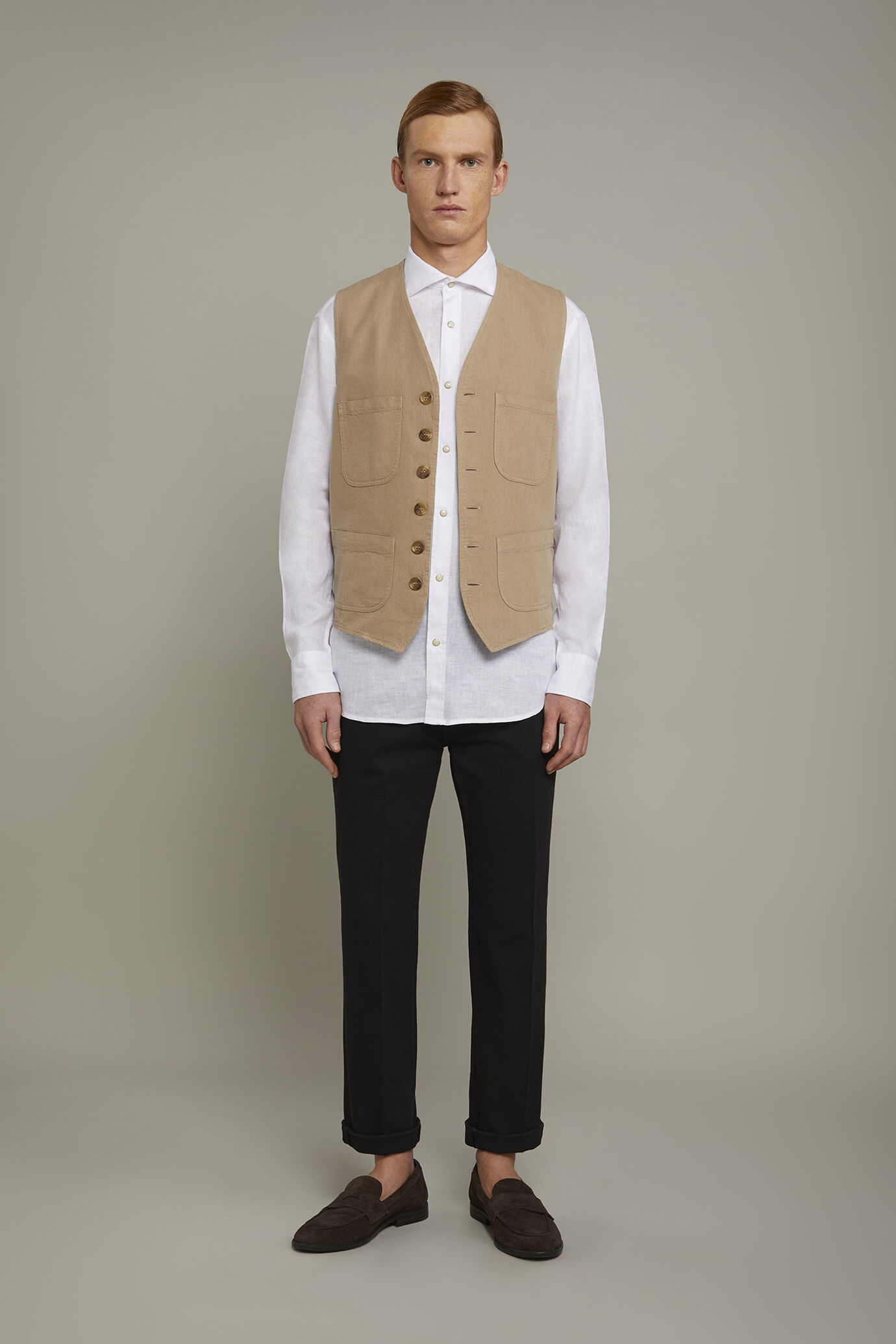 Pantalone uomo 5 tasche tessuto in cotone costruzione twill elasticizzato regular fit image number 2