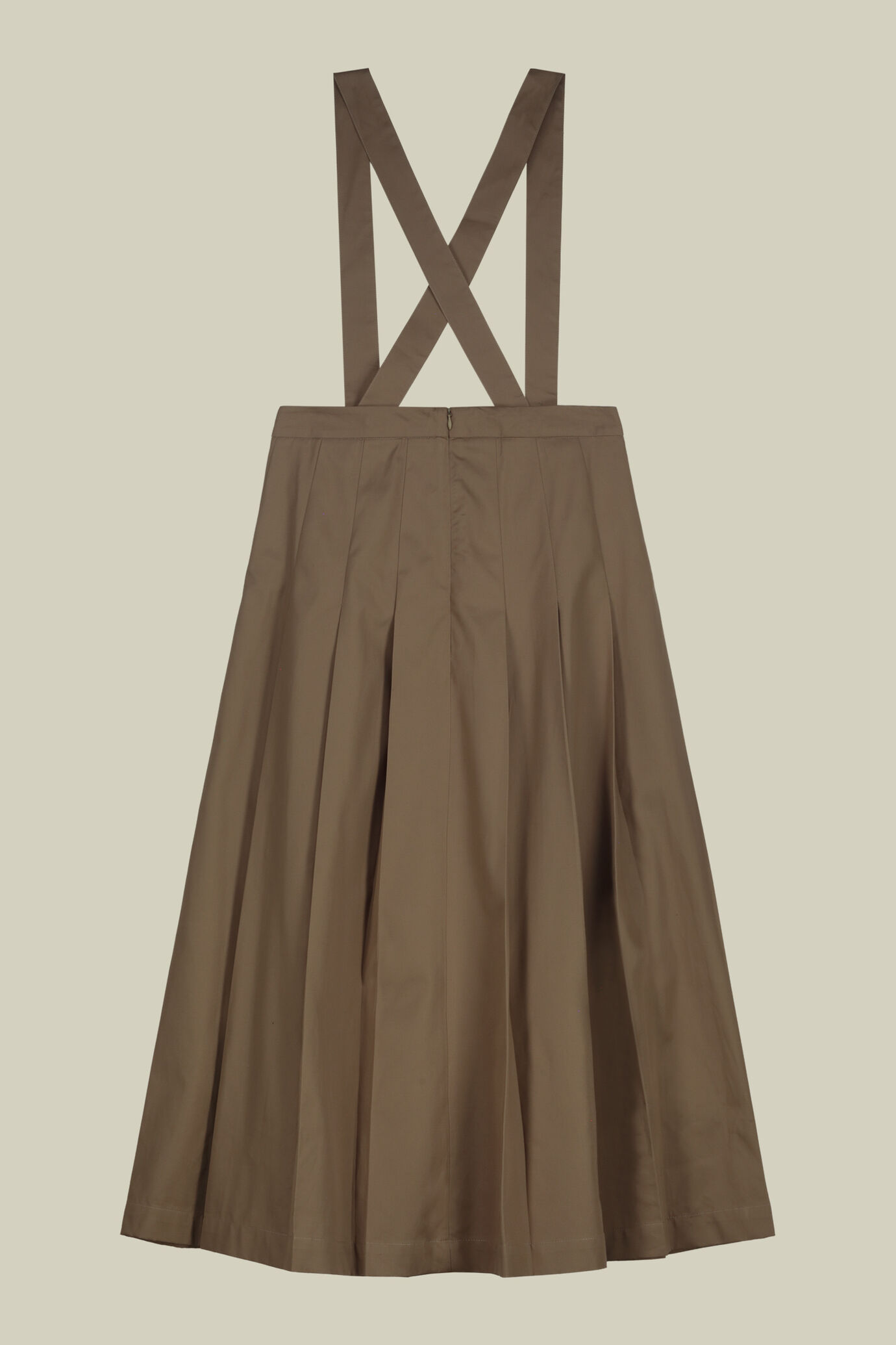 Long pleated skirt in linen and cotton blend with removable straps image number 5
