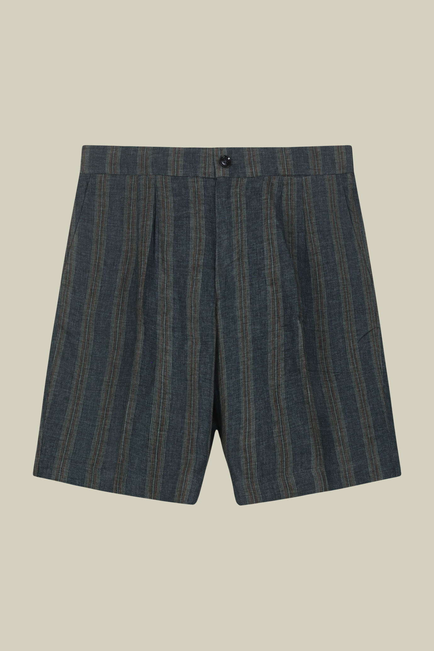 Bermuda homme en lin m&eacute;lang&eacute;, coupe classique image number 4