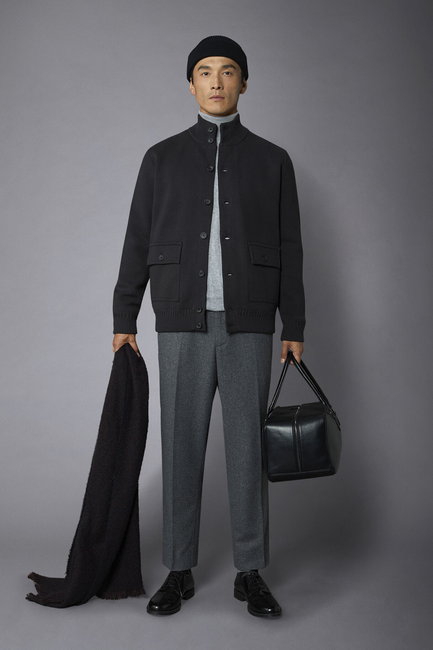 Men's lined Cotton knit jacket milan stitch image number 0