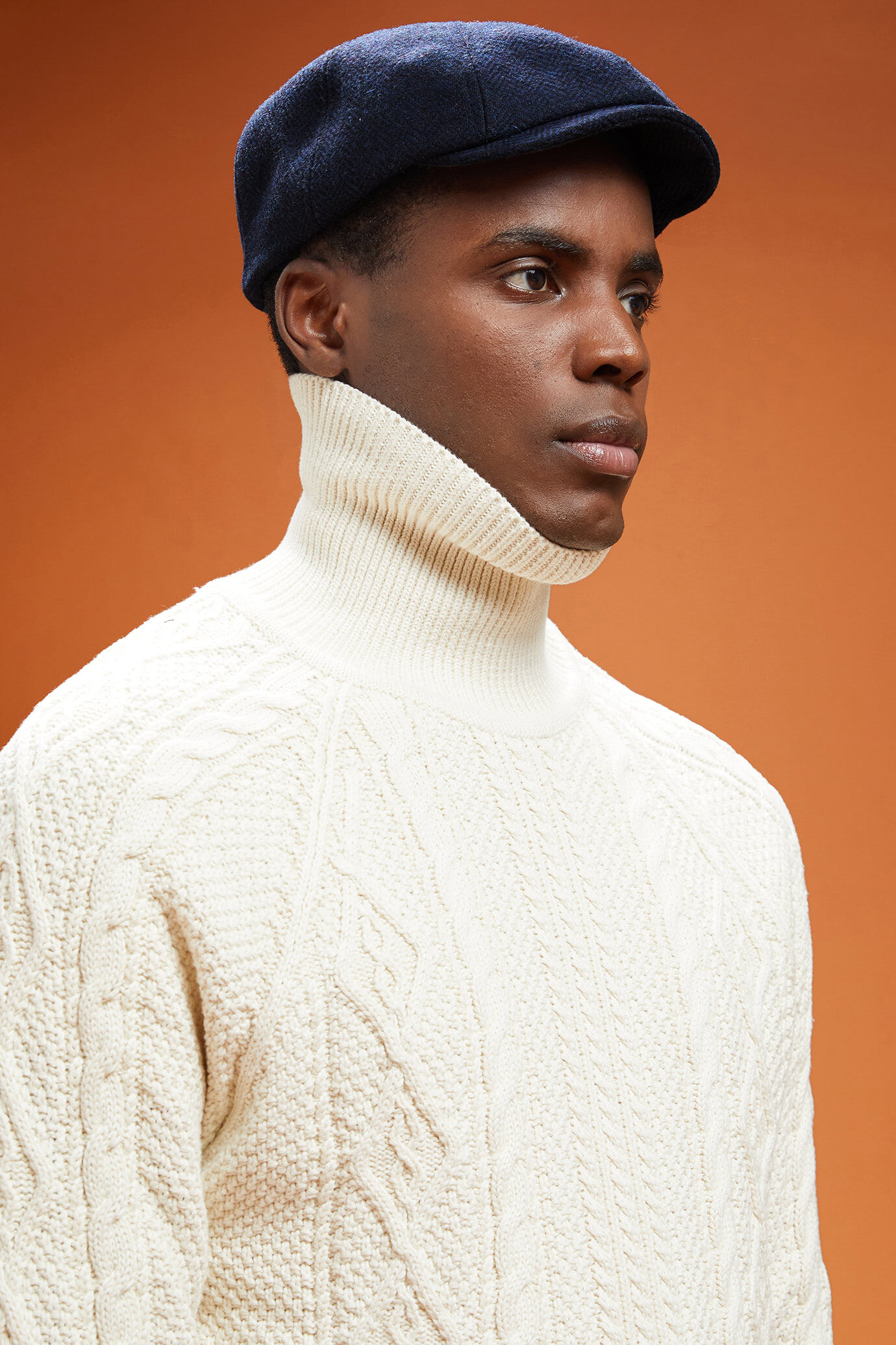 Casquette plate pour homme en tissu à chevrons Wool Blend