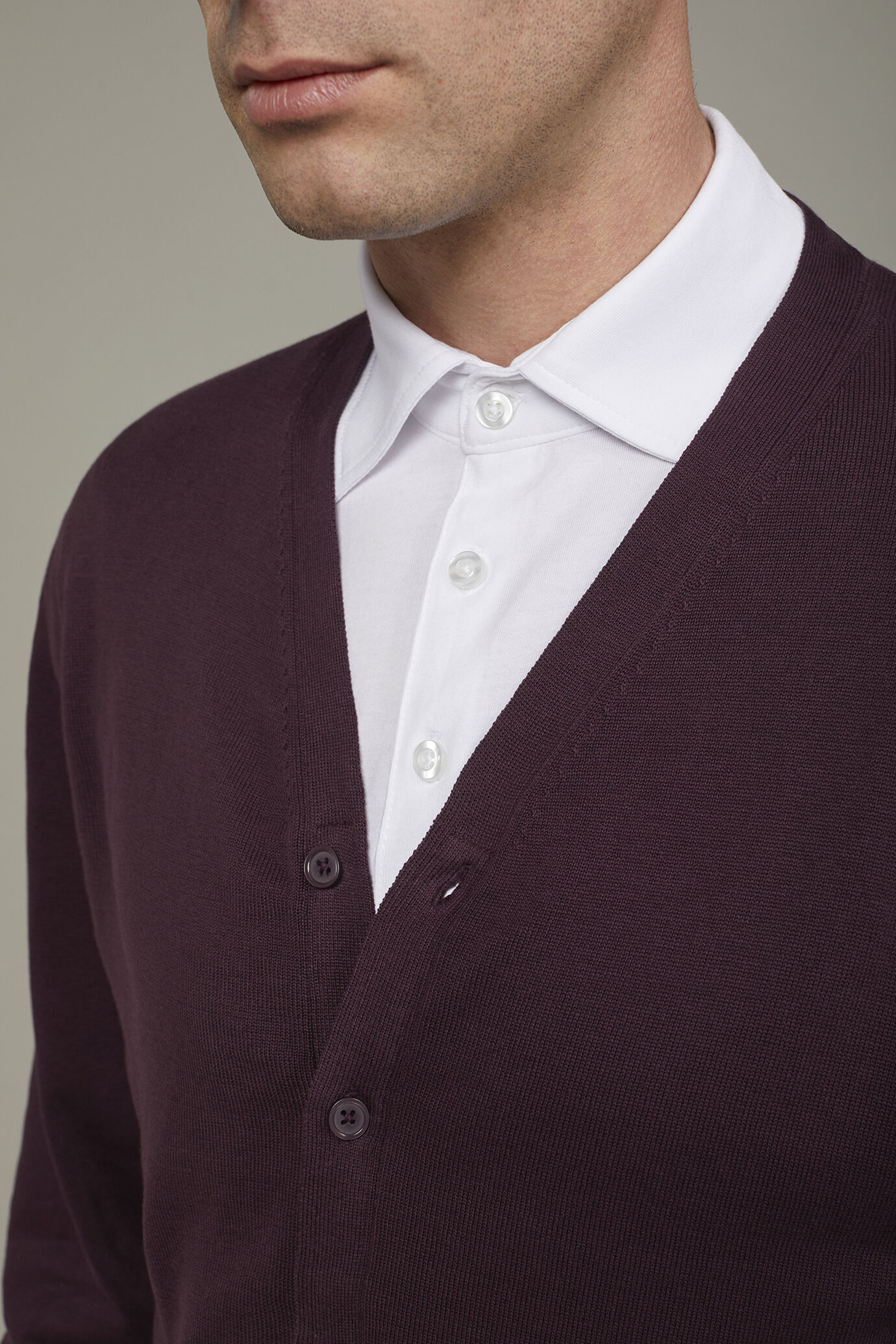 Men's sweater V collar 100% cotton regular fit image number 3