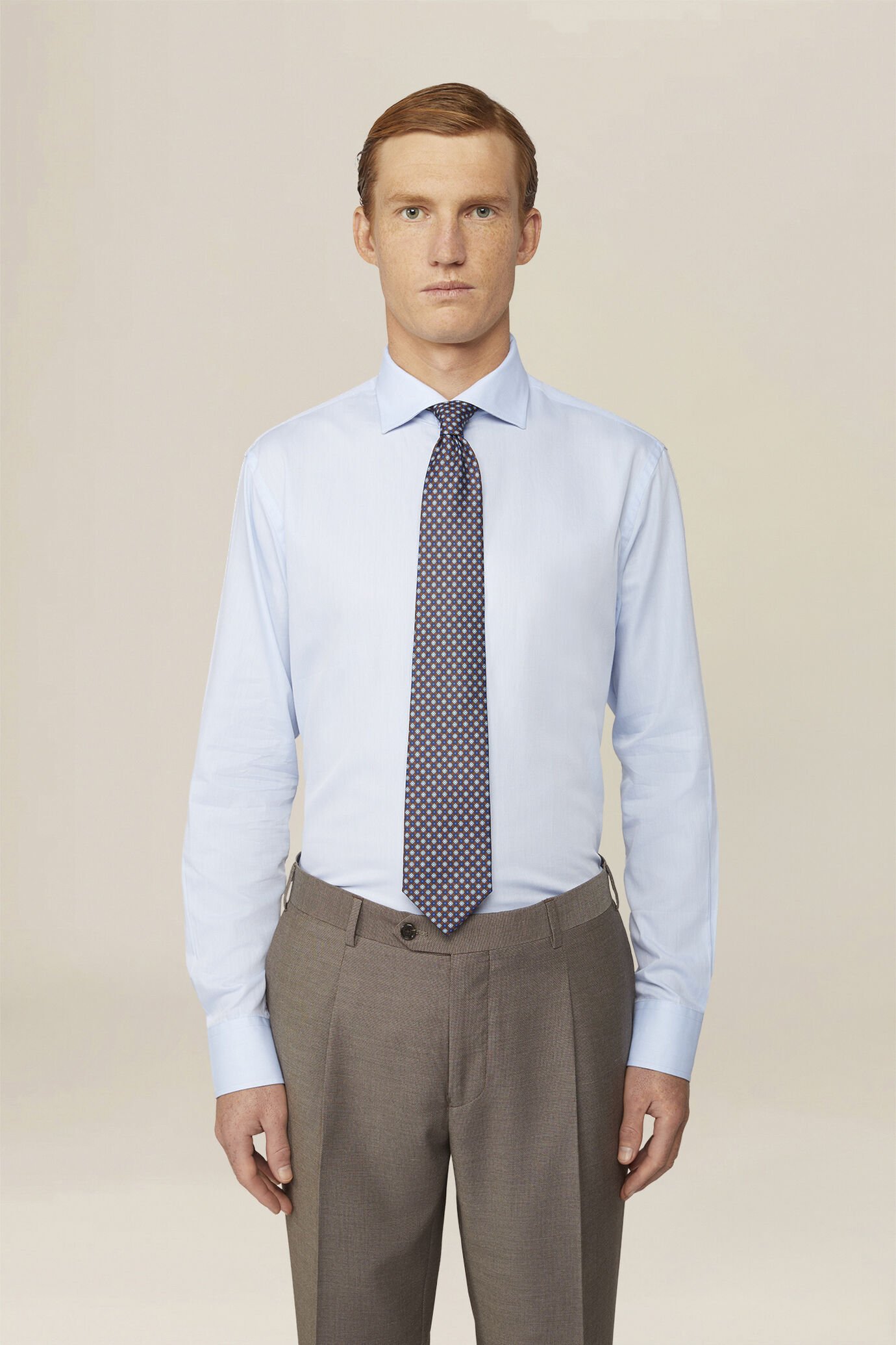 Camicia classica uomo 100% cotone collo francese tinta unita twill