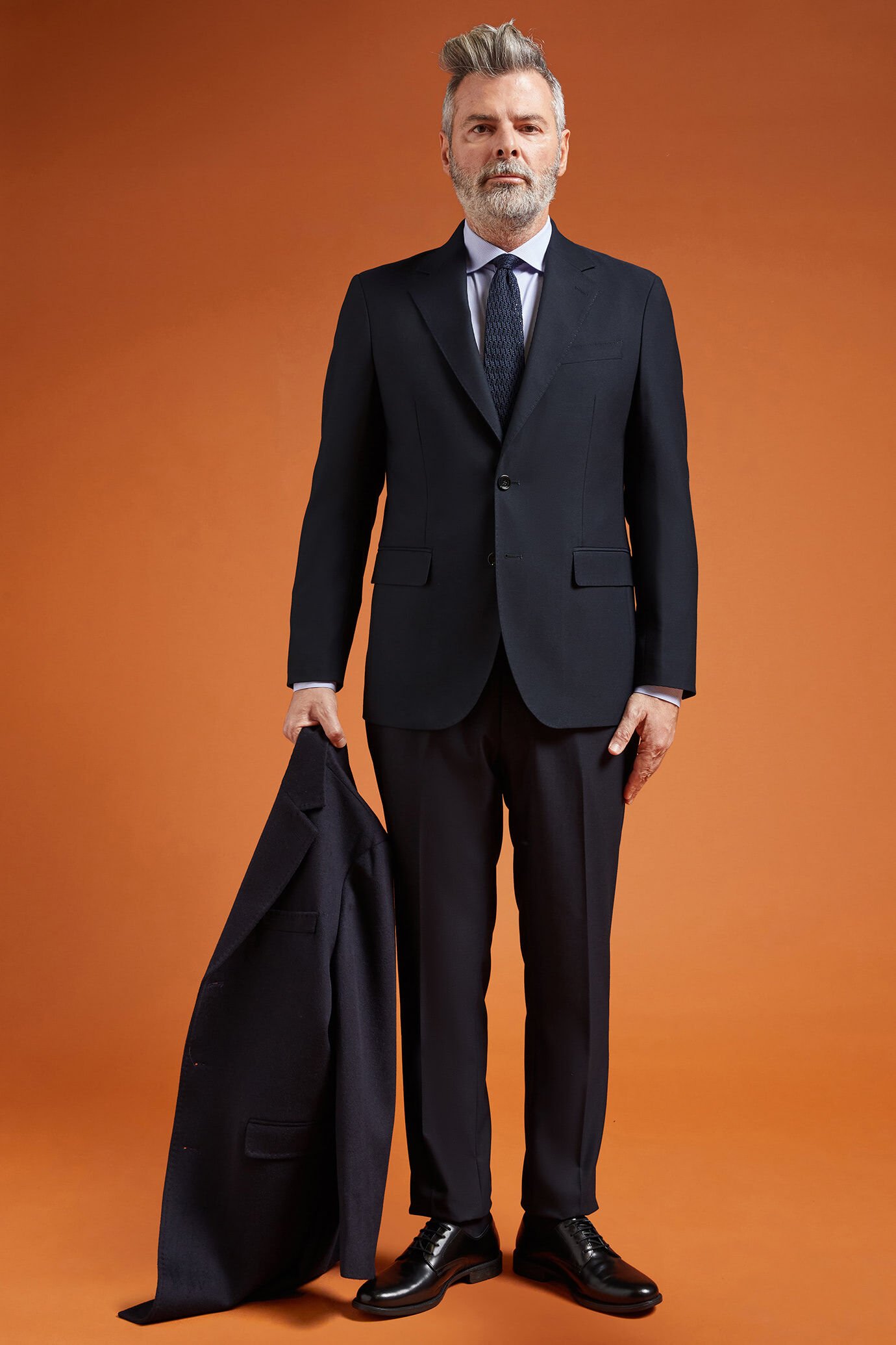Abito uomo monopetto con tessuto falso unito regular fit image number 1