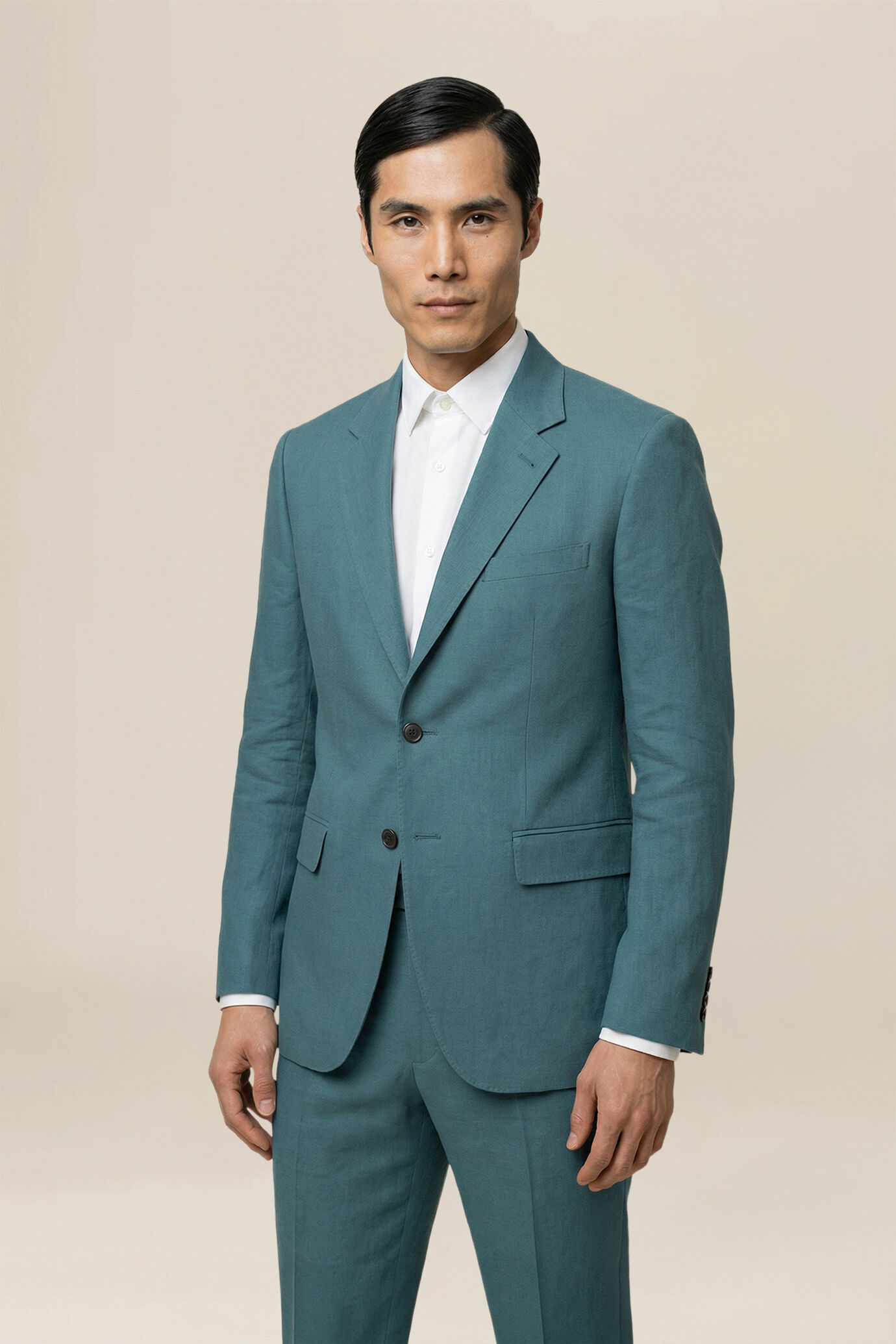 Abito uomo monopetto 100% lino regular fit image number 1