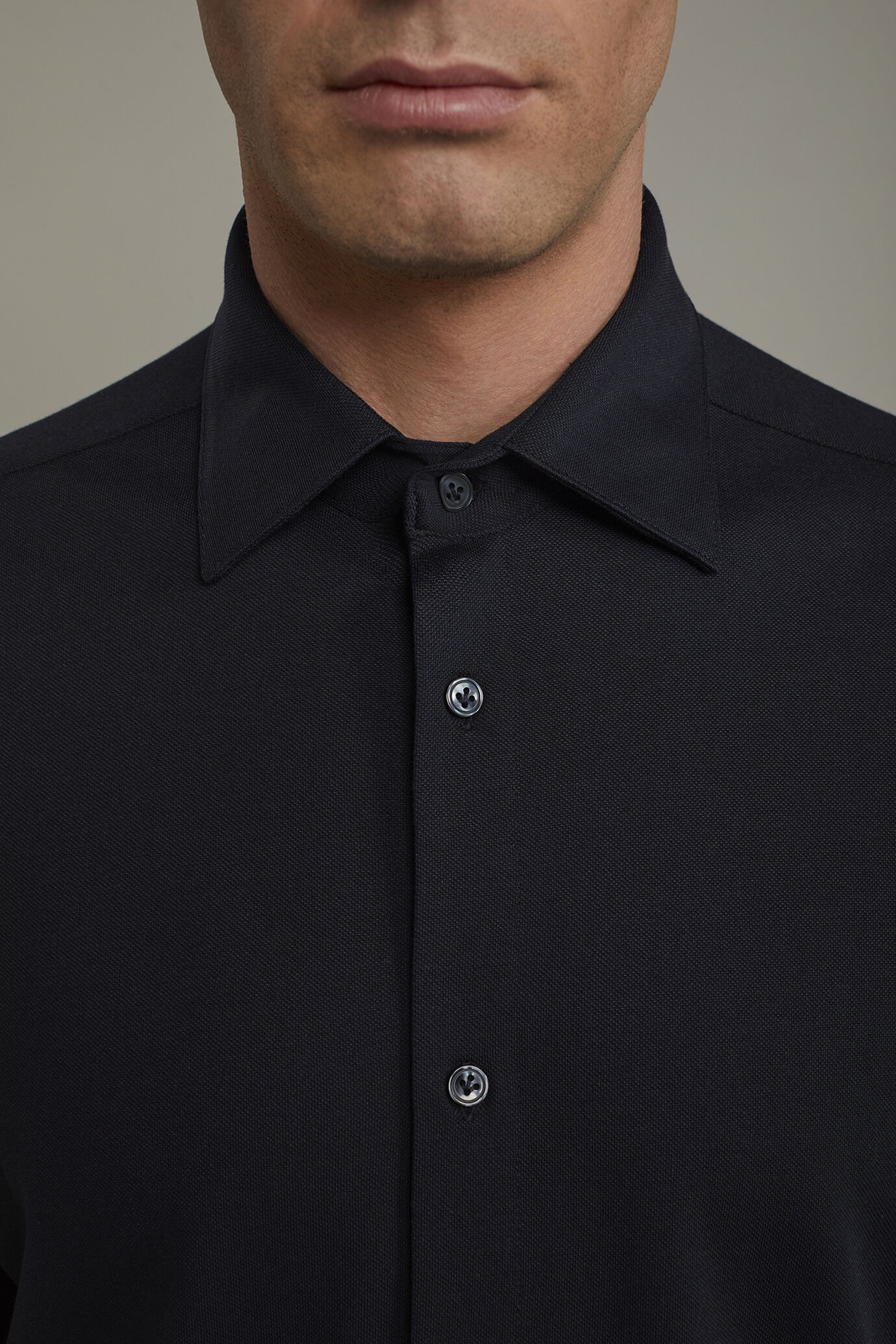 Polo camicia uomo manica lunga con collo classico e tessuto jersey regular fit image number 3