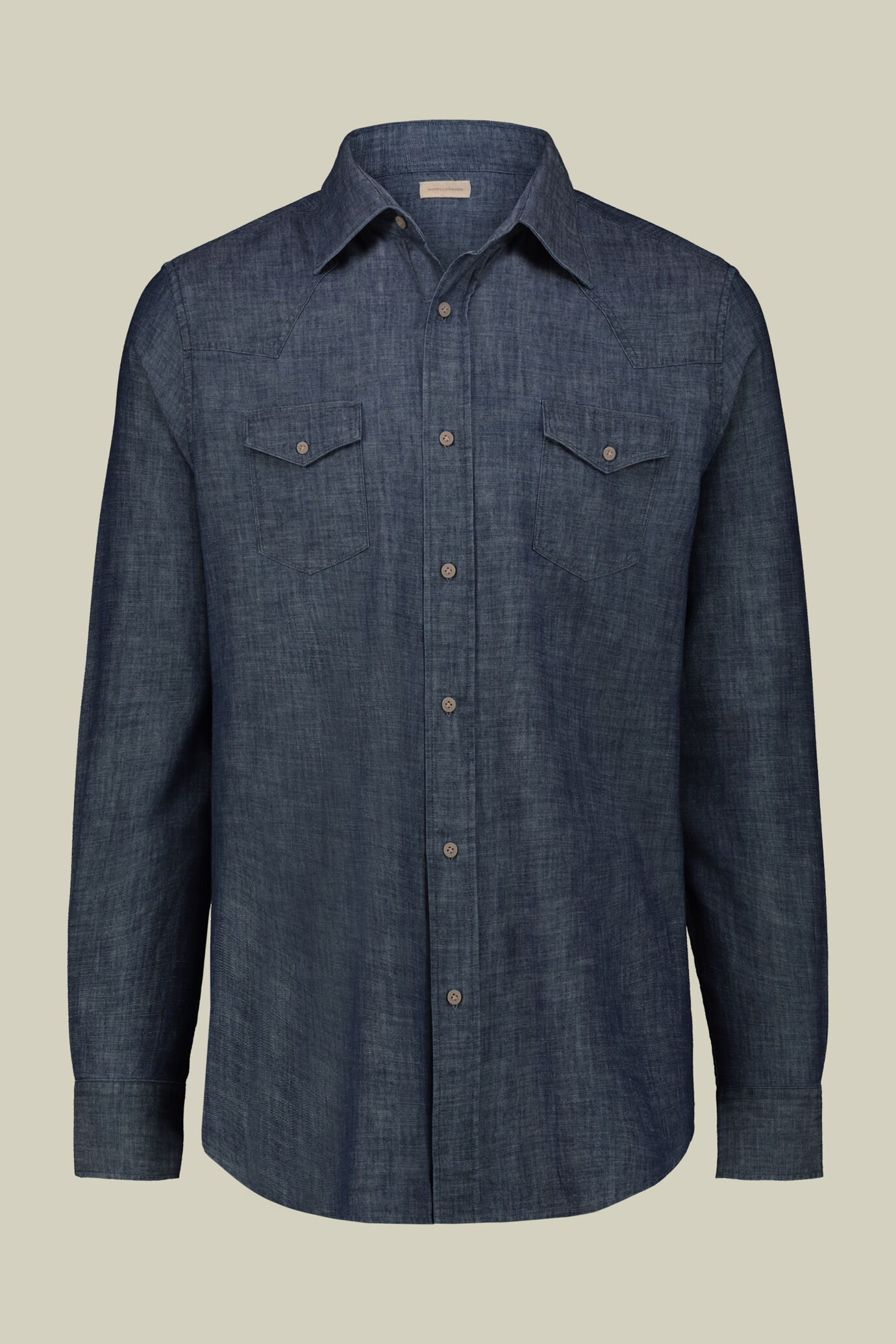 Chemise décontractée pour homme avec col classique et double poche poitrine, en tissu chambray