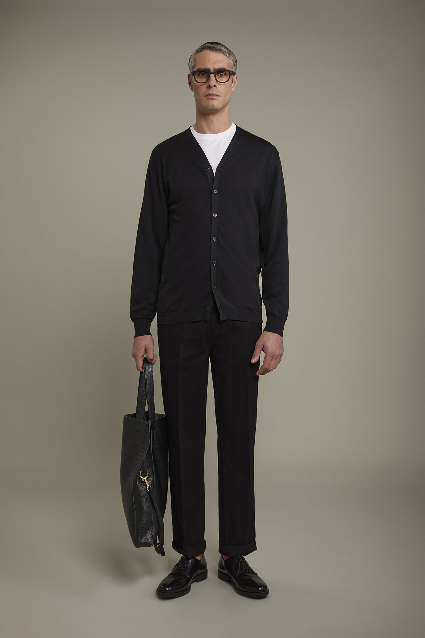 Pantalon homme classique en chambray coupe régulière