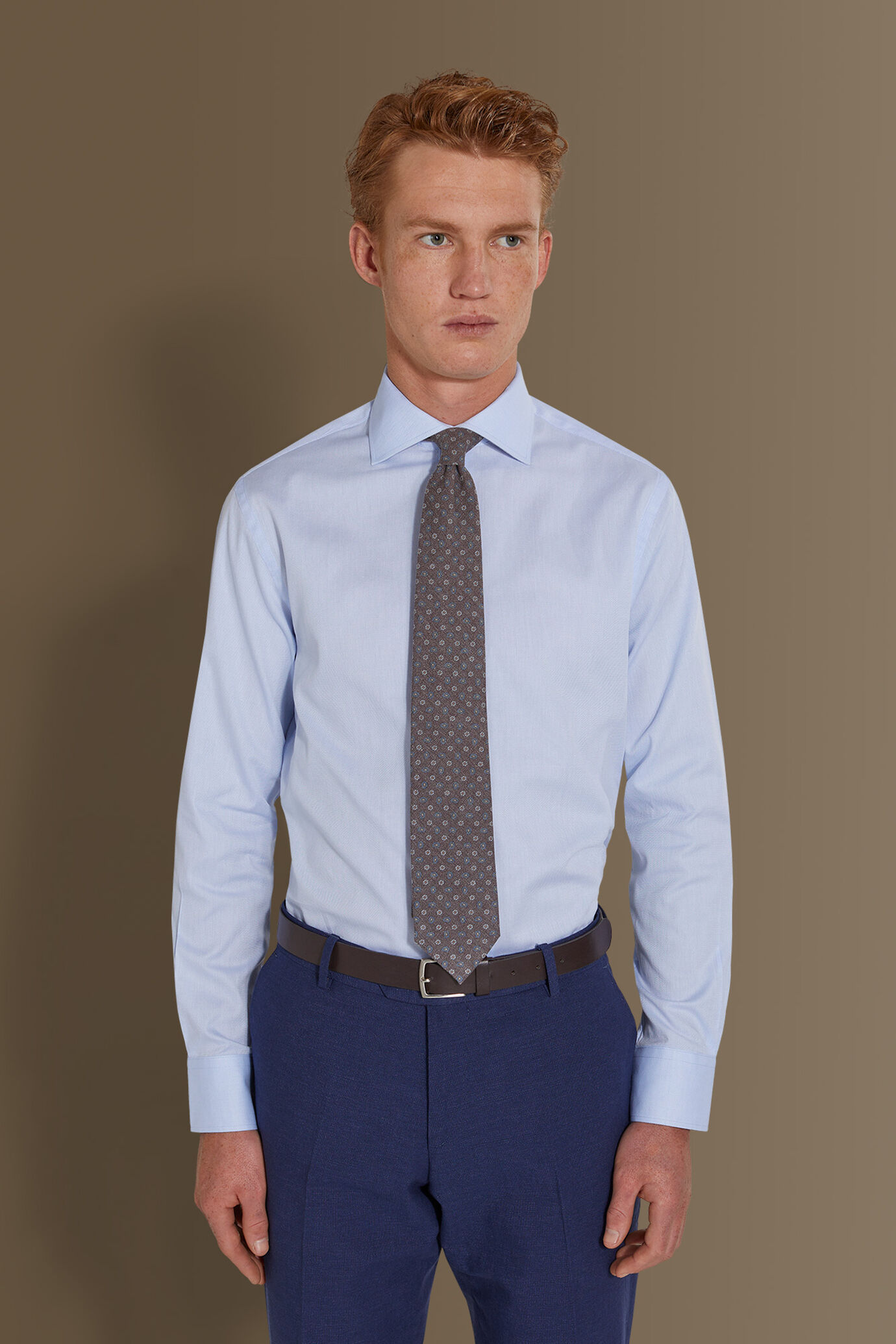 Camicia classica uomo collo francese tessuto dobby image number 0