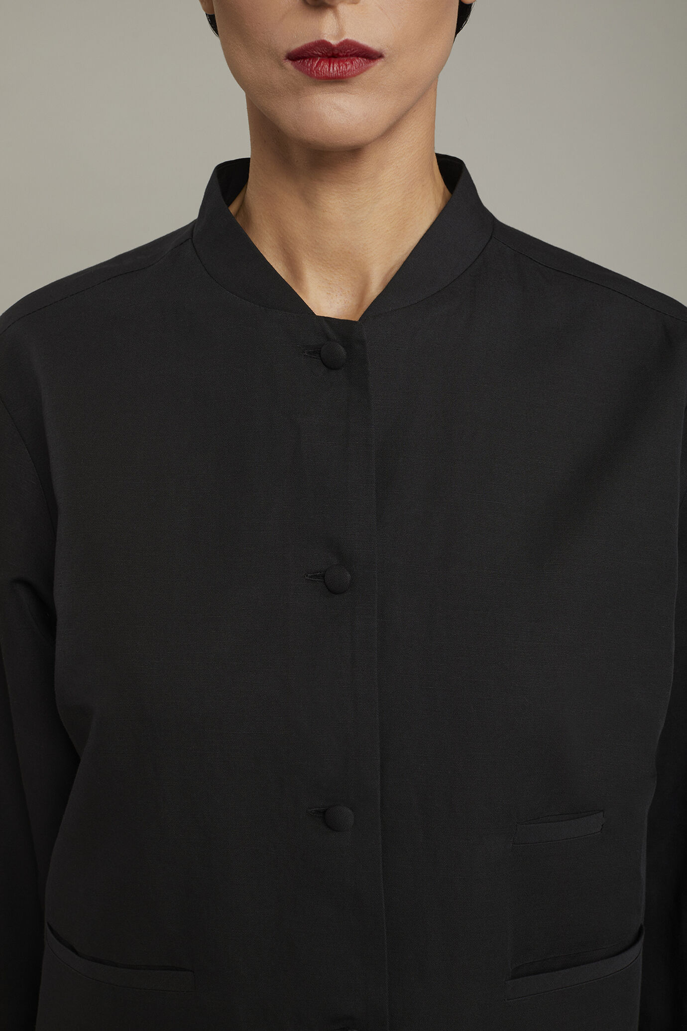 Women’s blazer with Korean collar linen and cotton blend regular fit image number 3