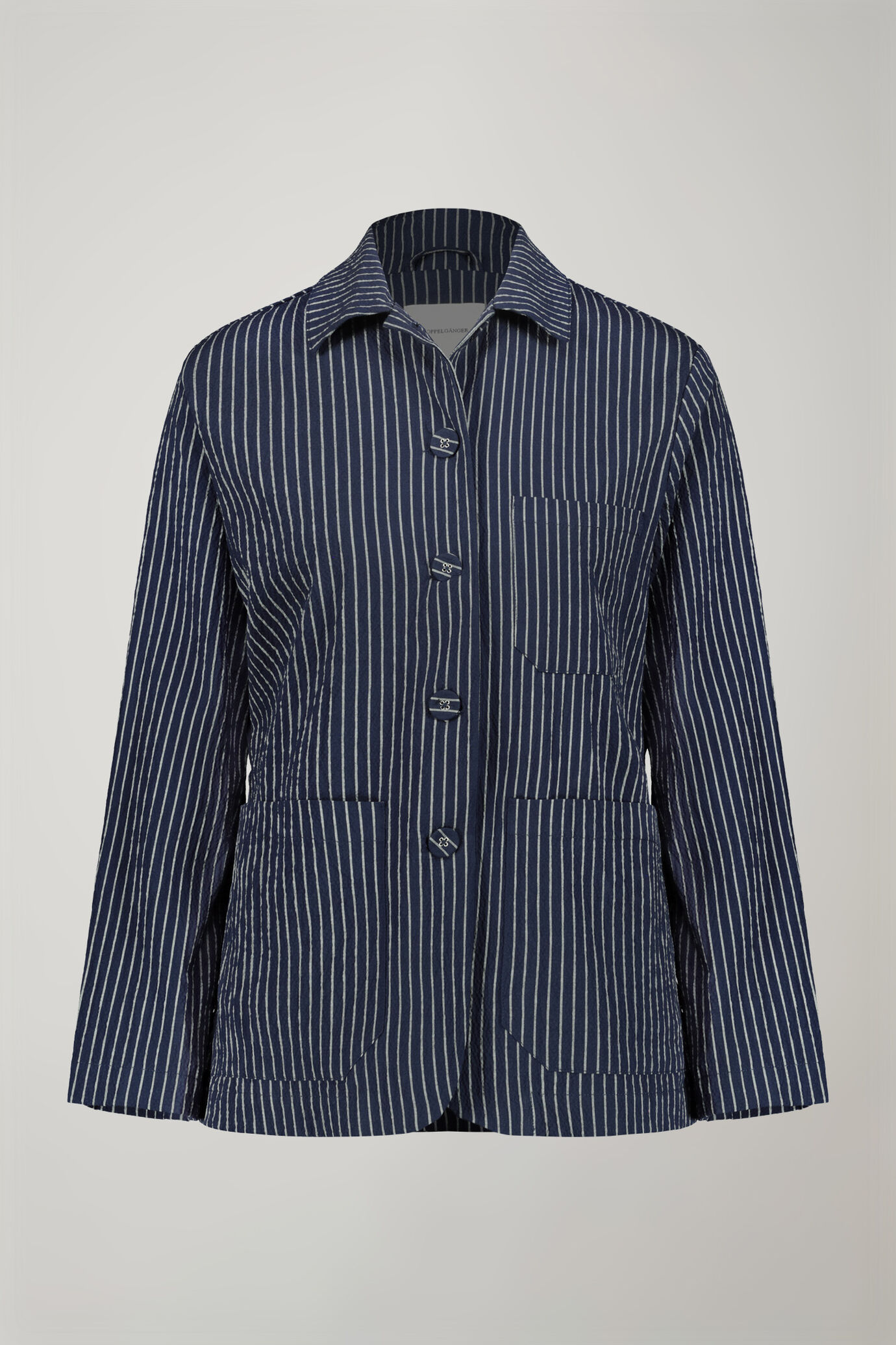 Women’s pinstripe blazer in stretch cotton regular fit image number 4