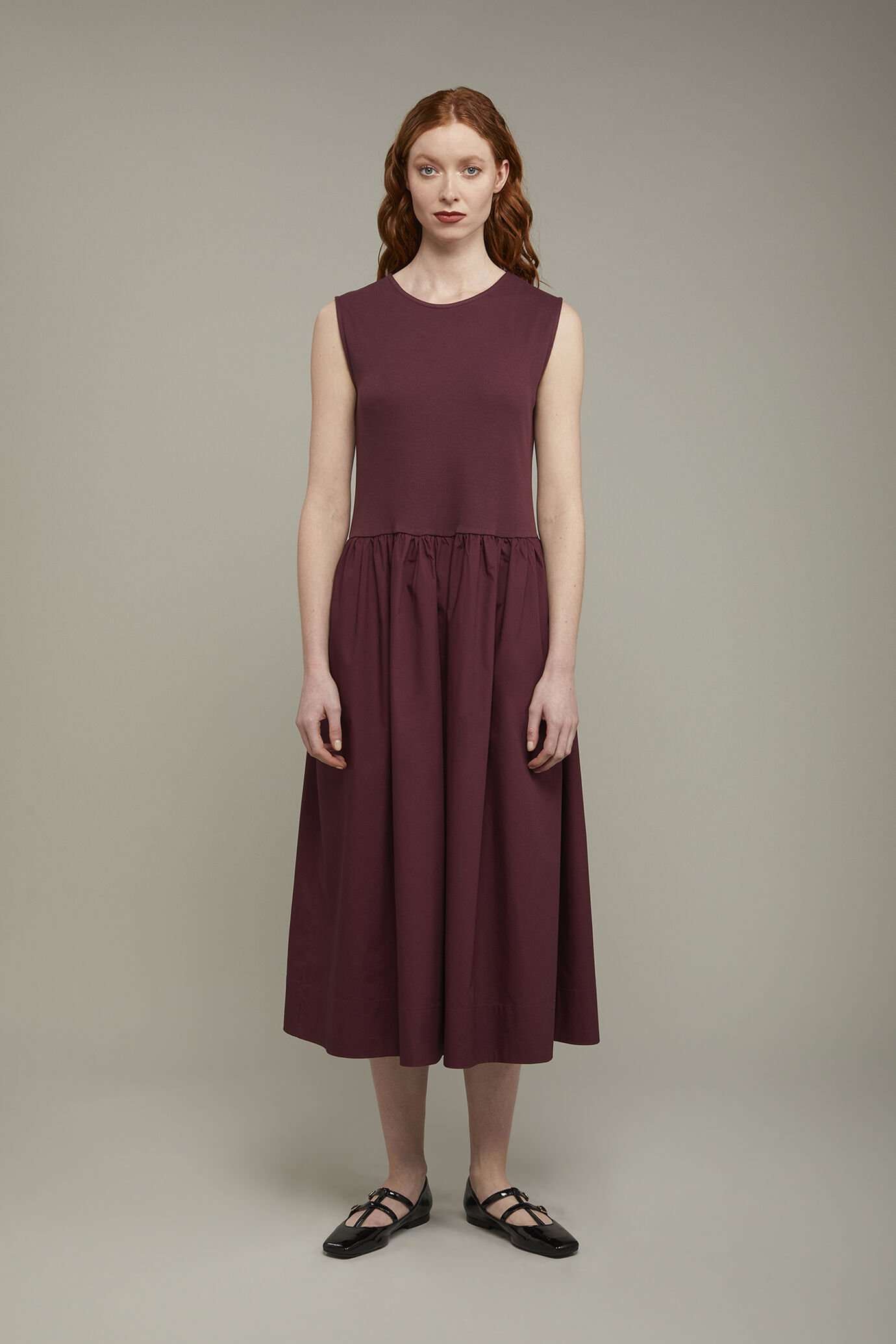Abito midi donna smanicato 100% cotone in jersey regular fit image number 2