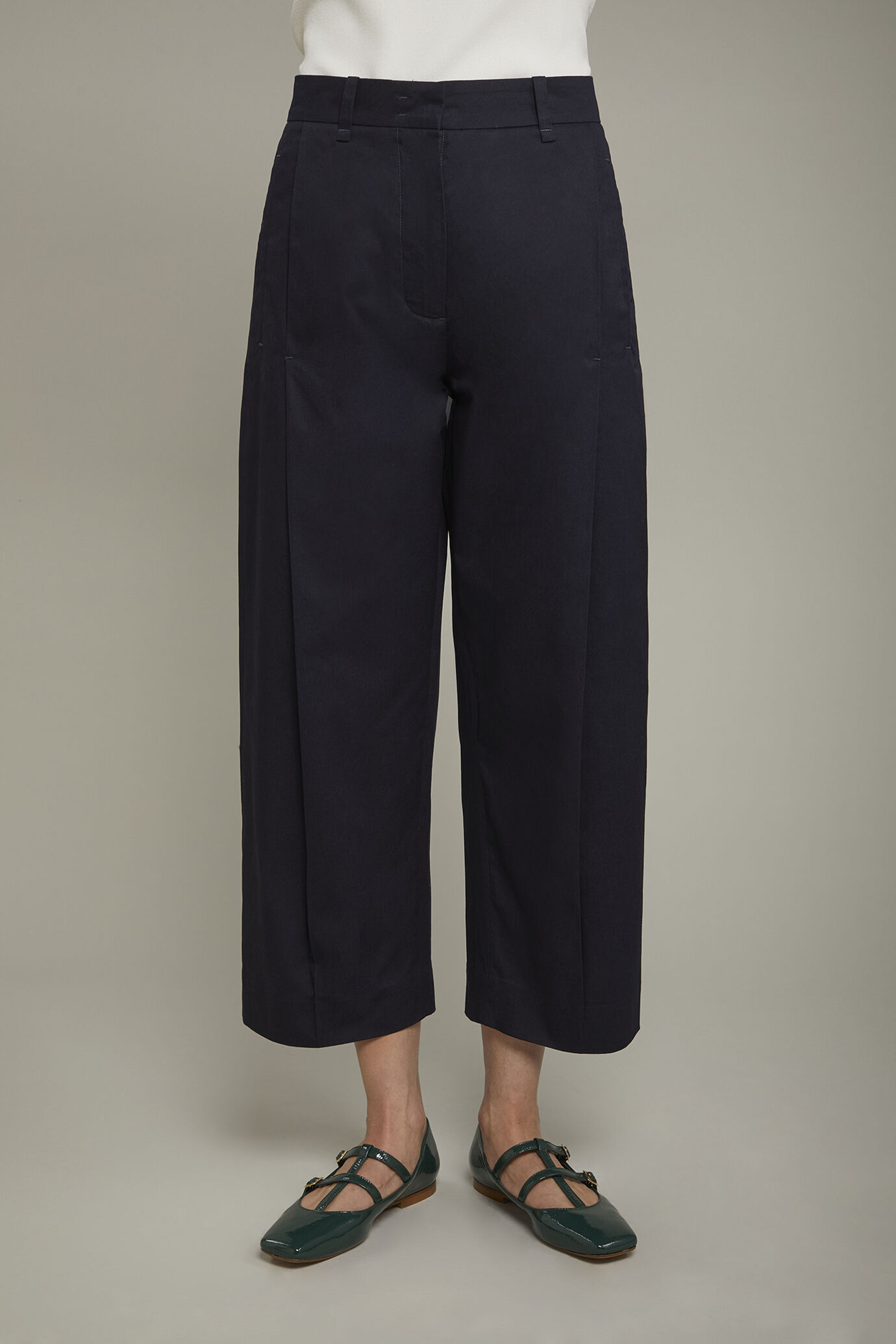Pantalone donna 100% cotone tinta unita regular fit image number 3